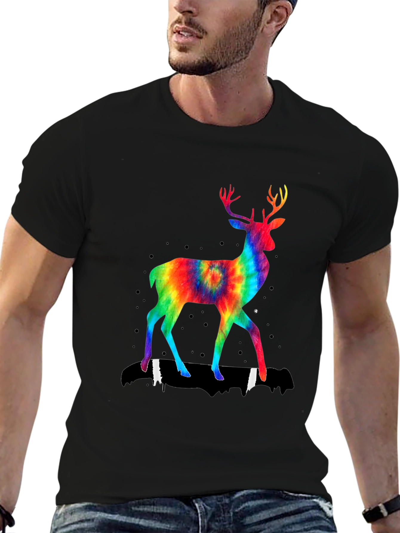 Rainbow Tie Dye Deer Graphic Tee