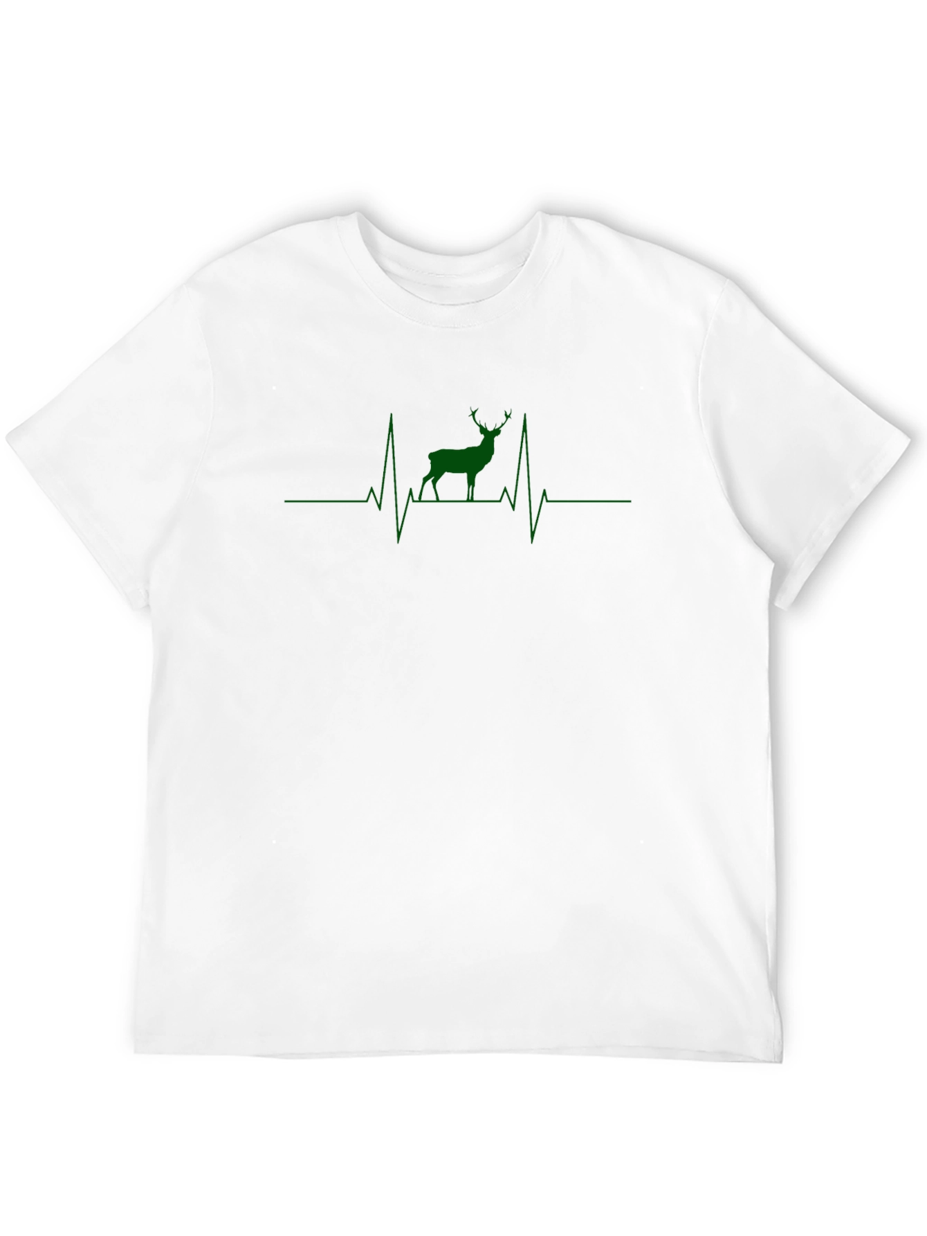 Deer Heartbeat Graphic Tee - Black Cotton Blend T-Shirt