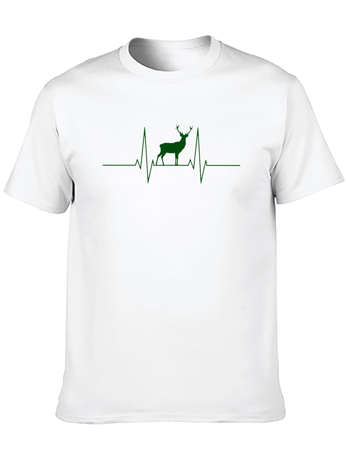 Deer Heartbeat Graphic Tee - Black Cotton Blend T-Shirt