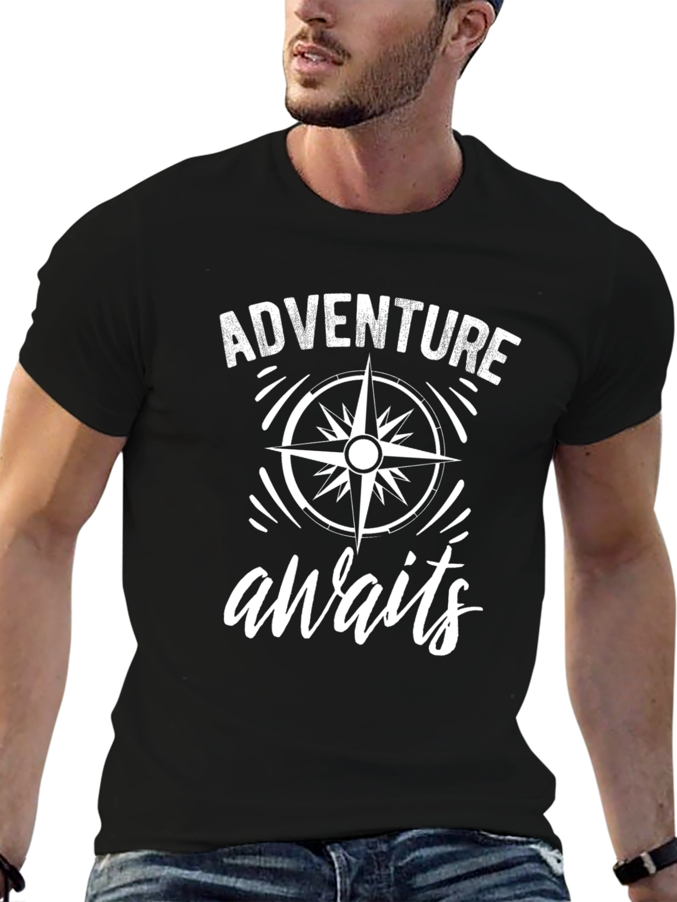 Adventure Awaits Graphic T-Shirt - Black