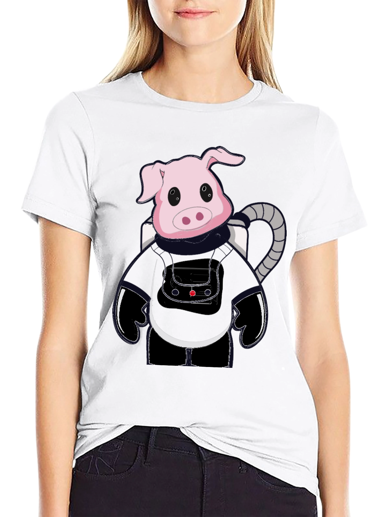 Astronaut Pig Graphic Tee - Black T-Shirt
