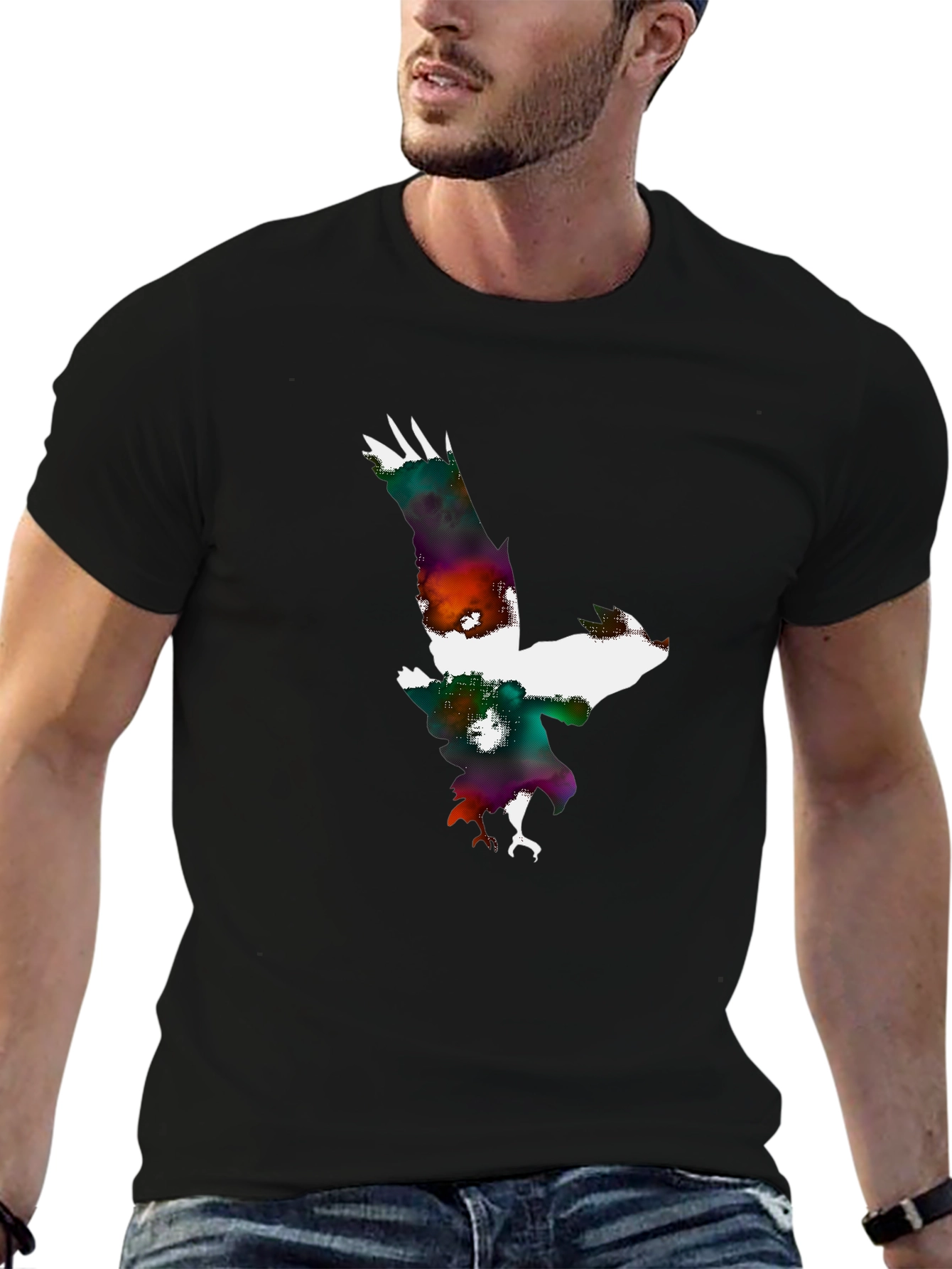 Abstract Eagle Graphic Black T-Shirt