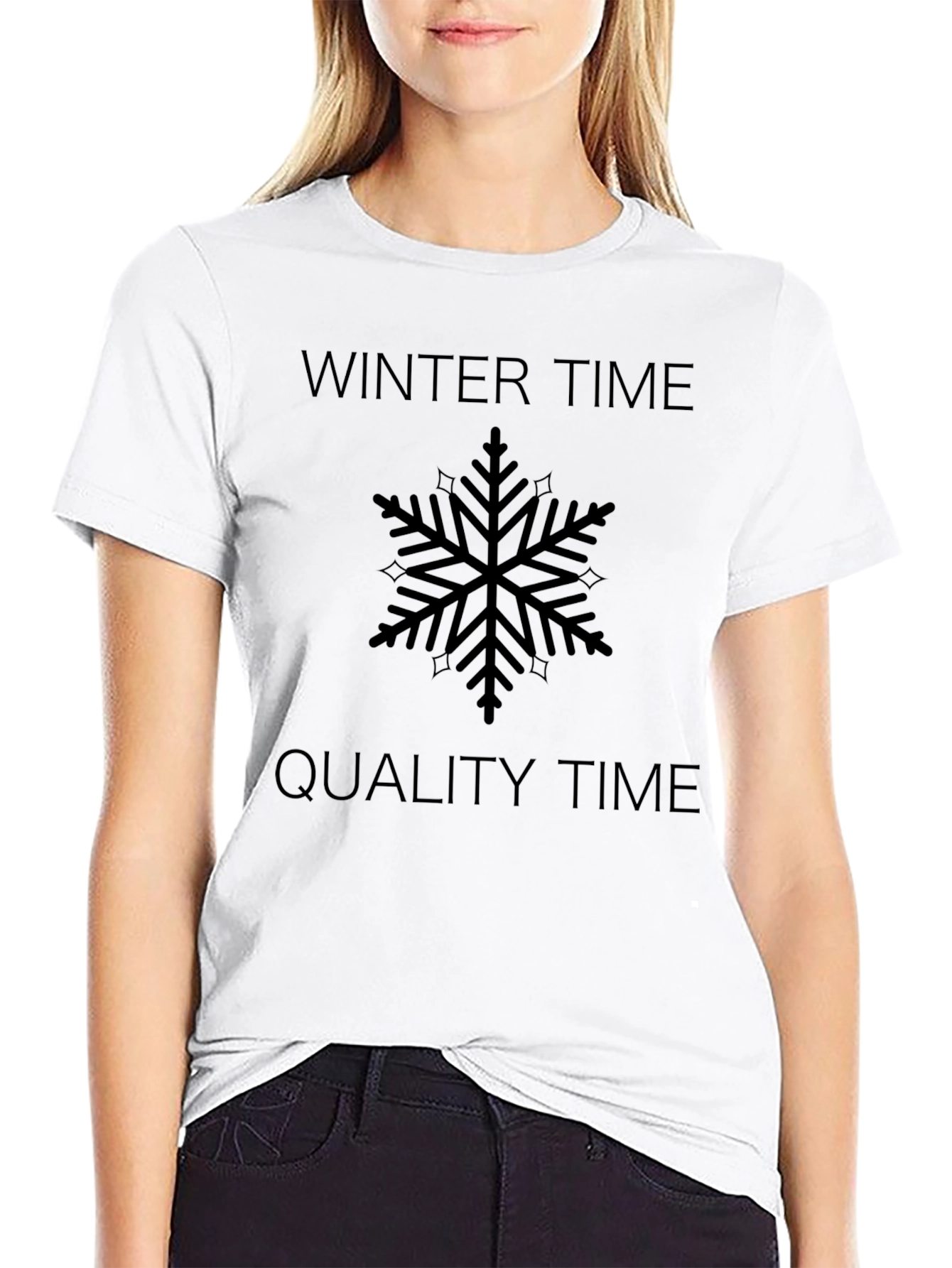 Winter Time Quality Time Snowflake Graphic Tee