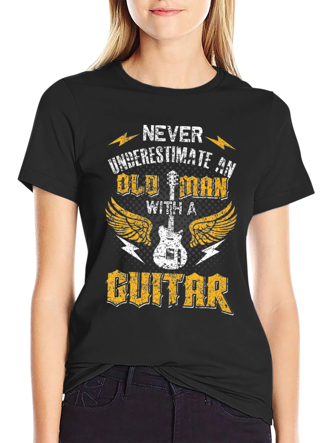 Never Underestimate Old Man With Guitar T-Shirt