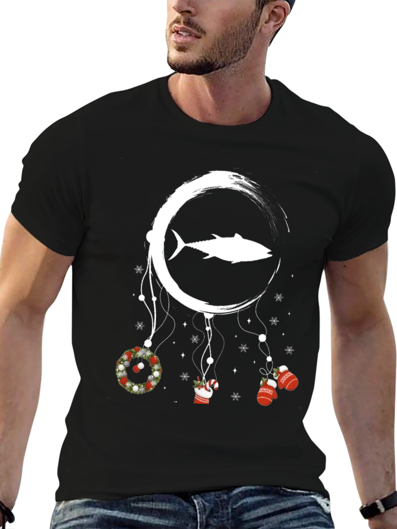 Tuna Christmas Dreamcatcher Black T-Shirt