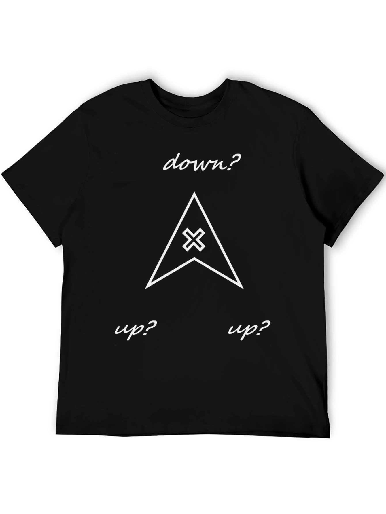 Up? Down? Graphic Tee - Black Cotton T-Shirt