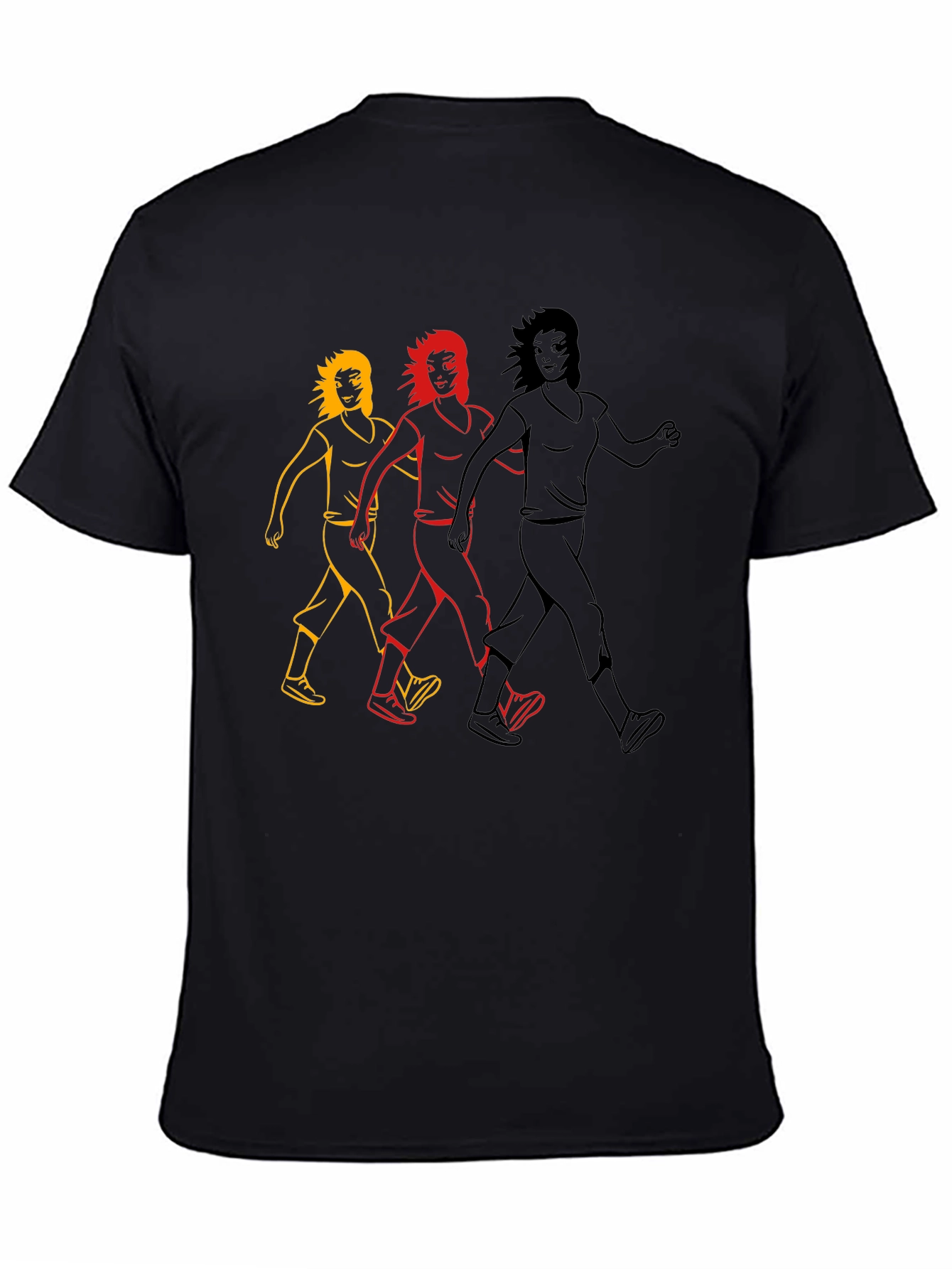 Walking Women Graphic Tee - Black Cotton T-Shirt