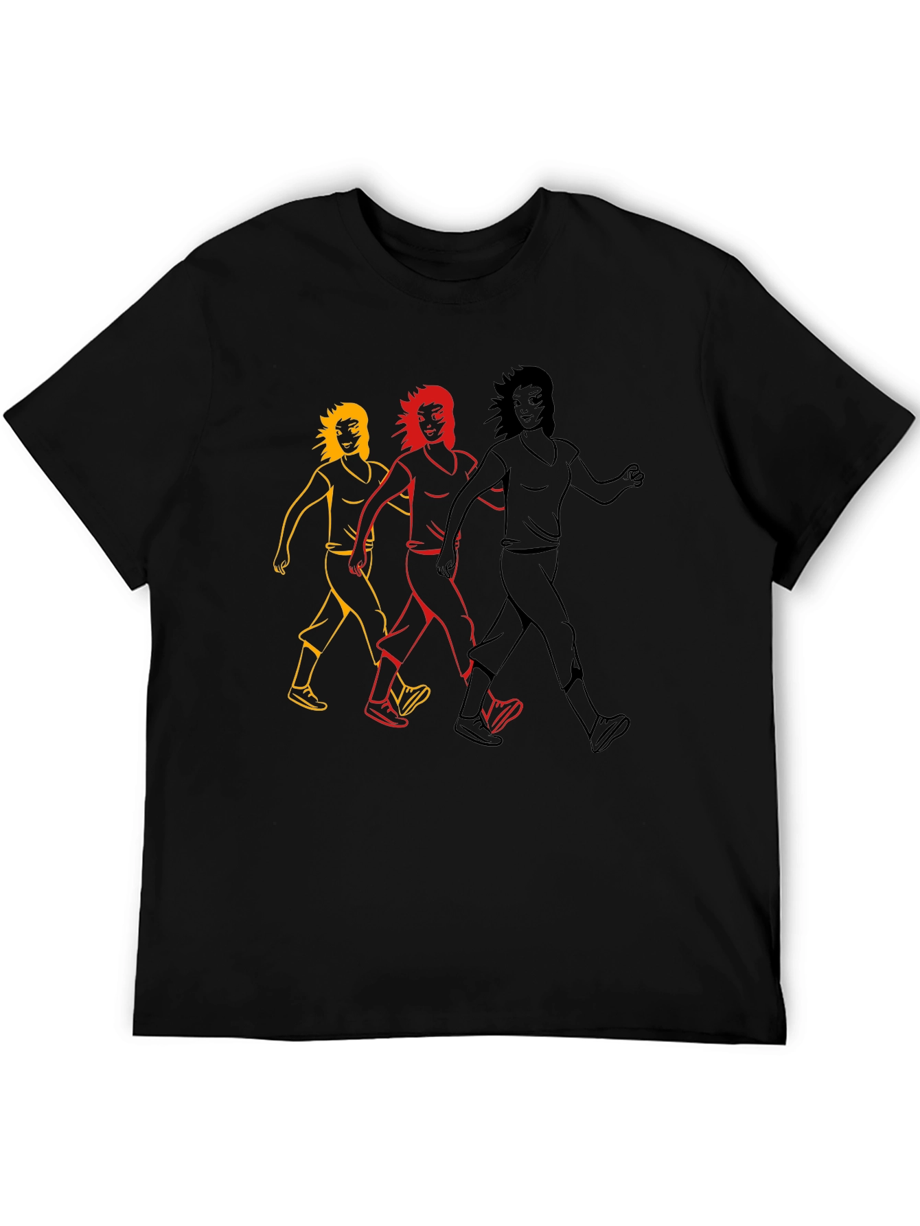 Walking Women Graphic Tee - Black Cotton T-Shirt