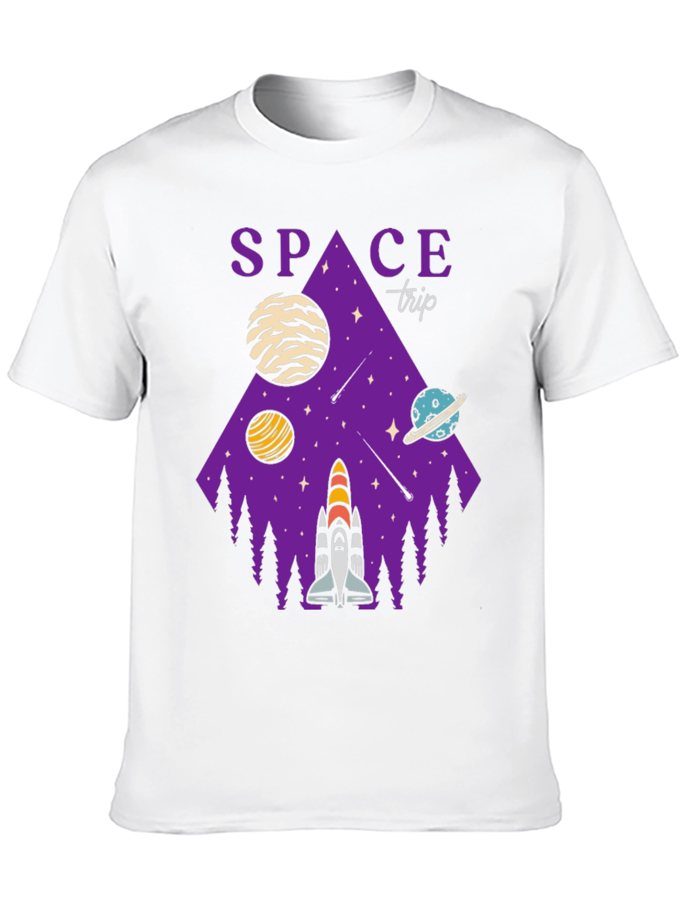 Space Trip Graphic T-Shirt Black Cotton Tee
