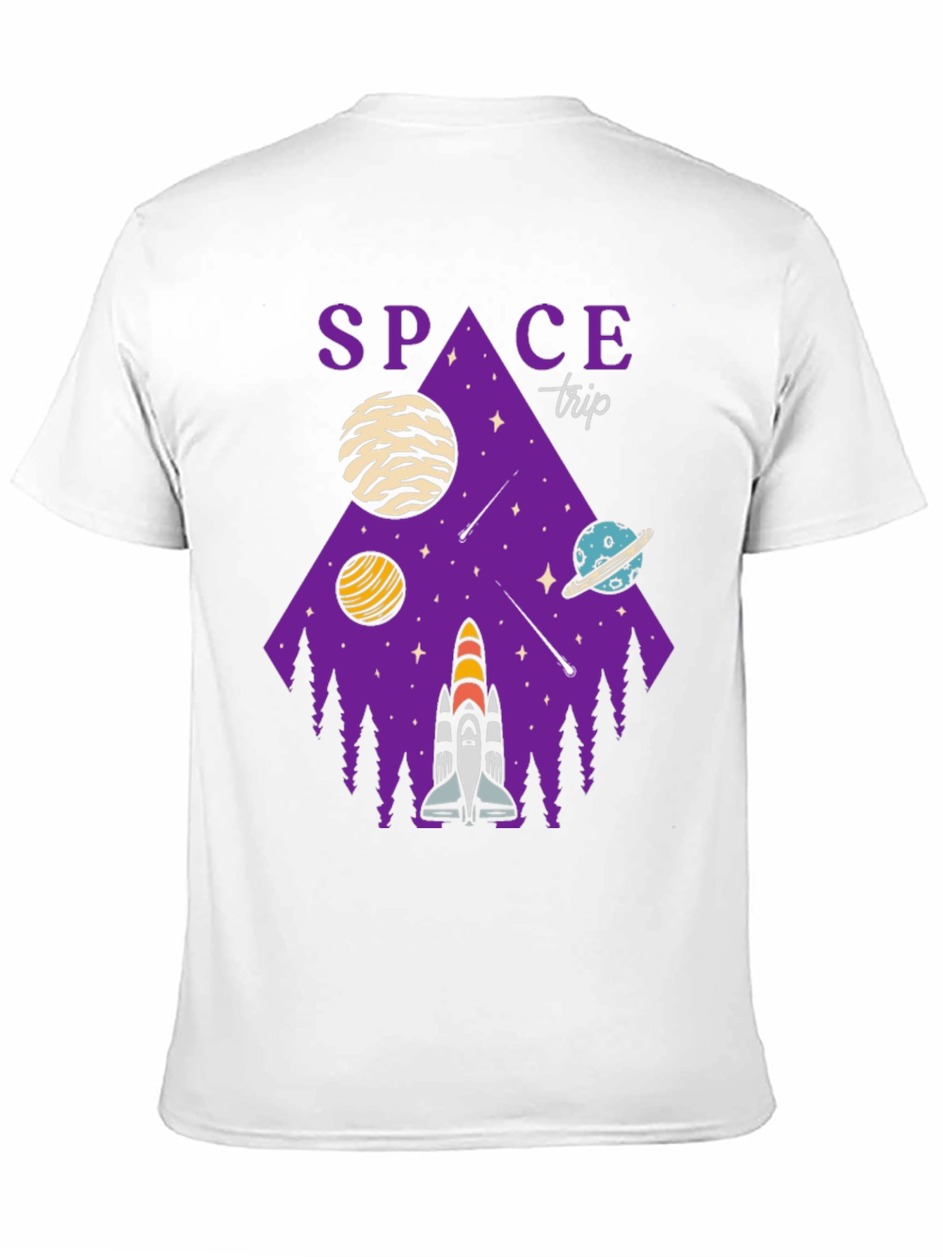 Space Trip Graphic T-Shirt Black Cotton Tee