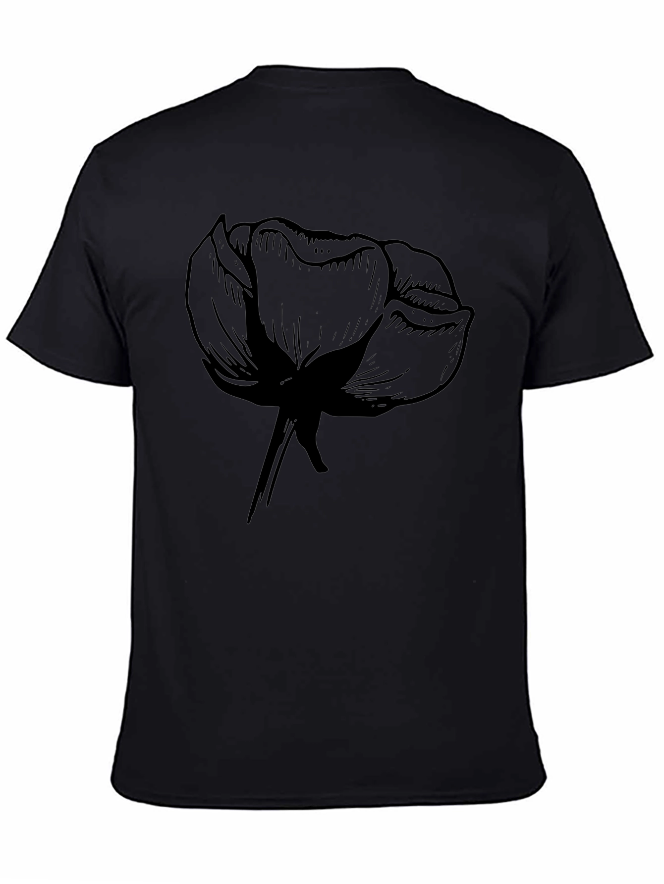 Mens Black Graphic Tee - Floral Design