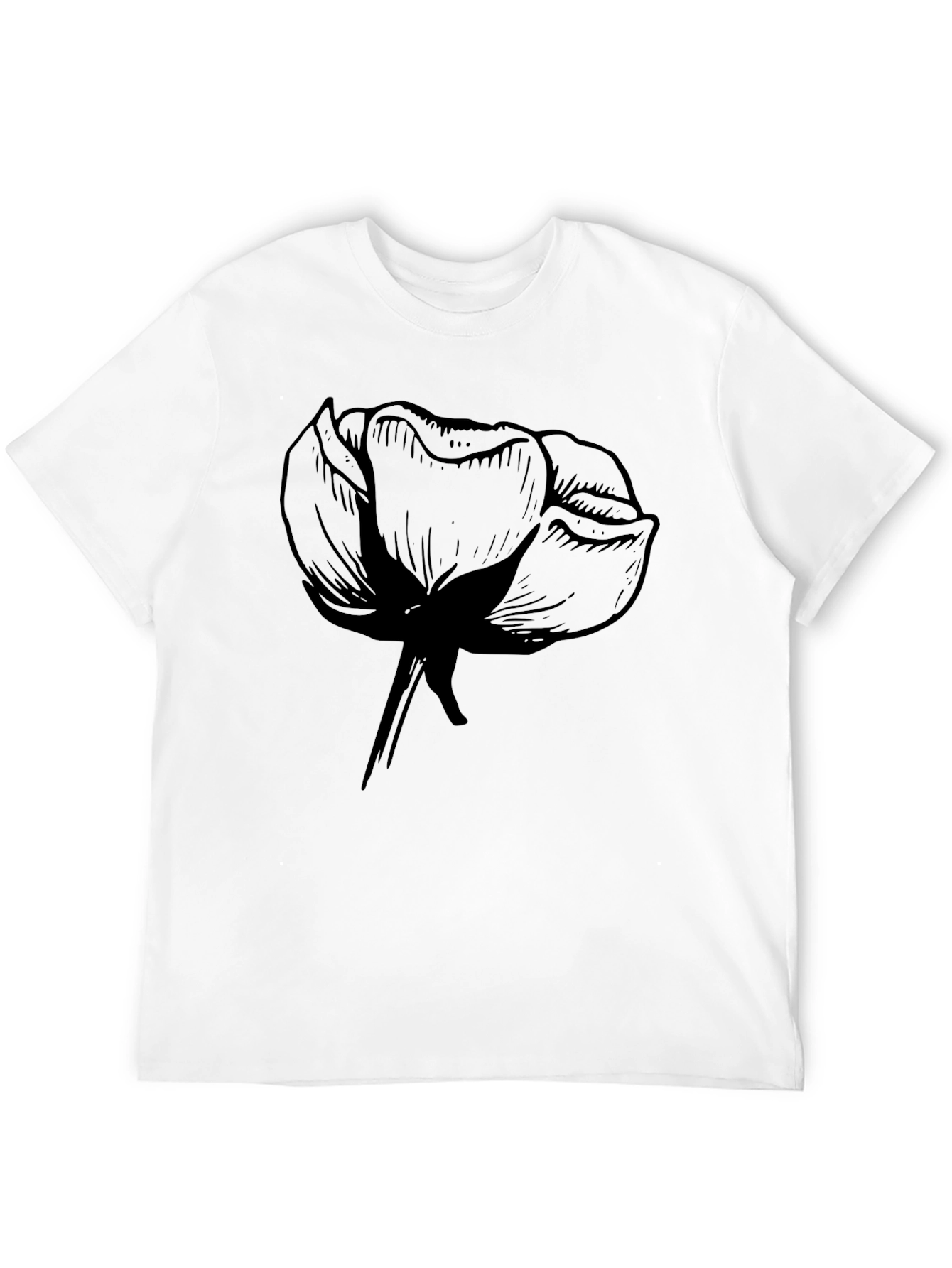 Mens Black Graphic Tee - Floral Design