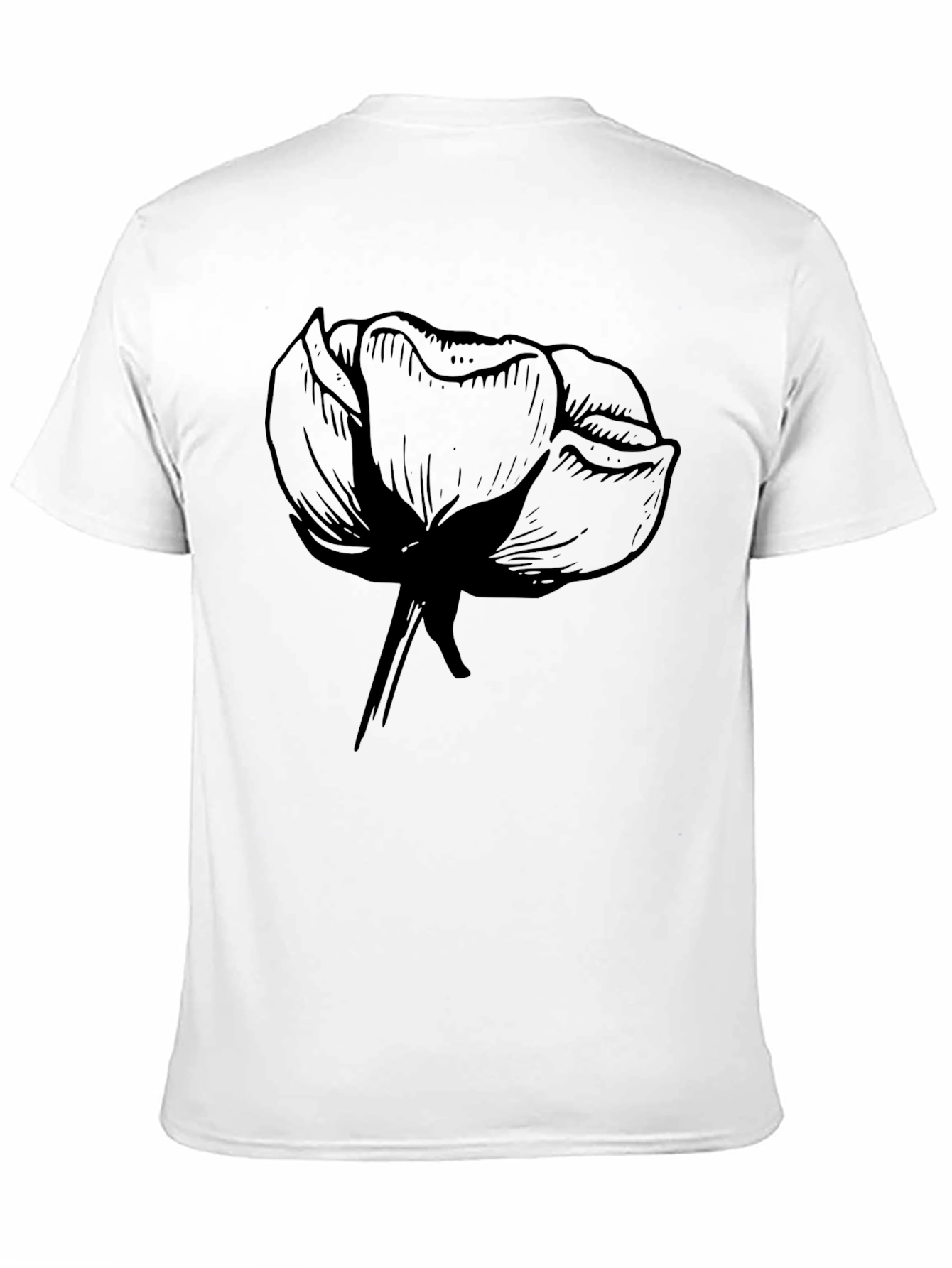 Mens Black Graphic Tee - Floral Design