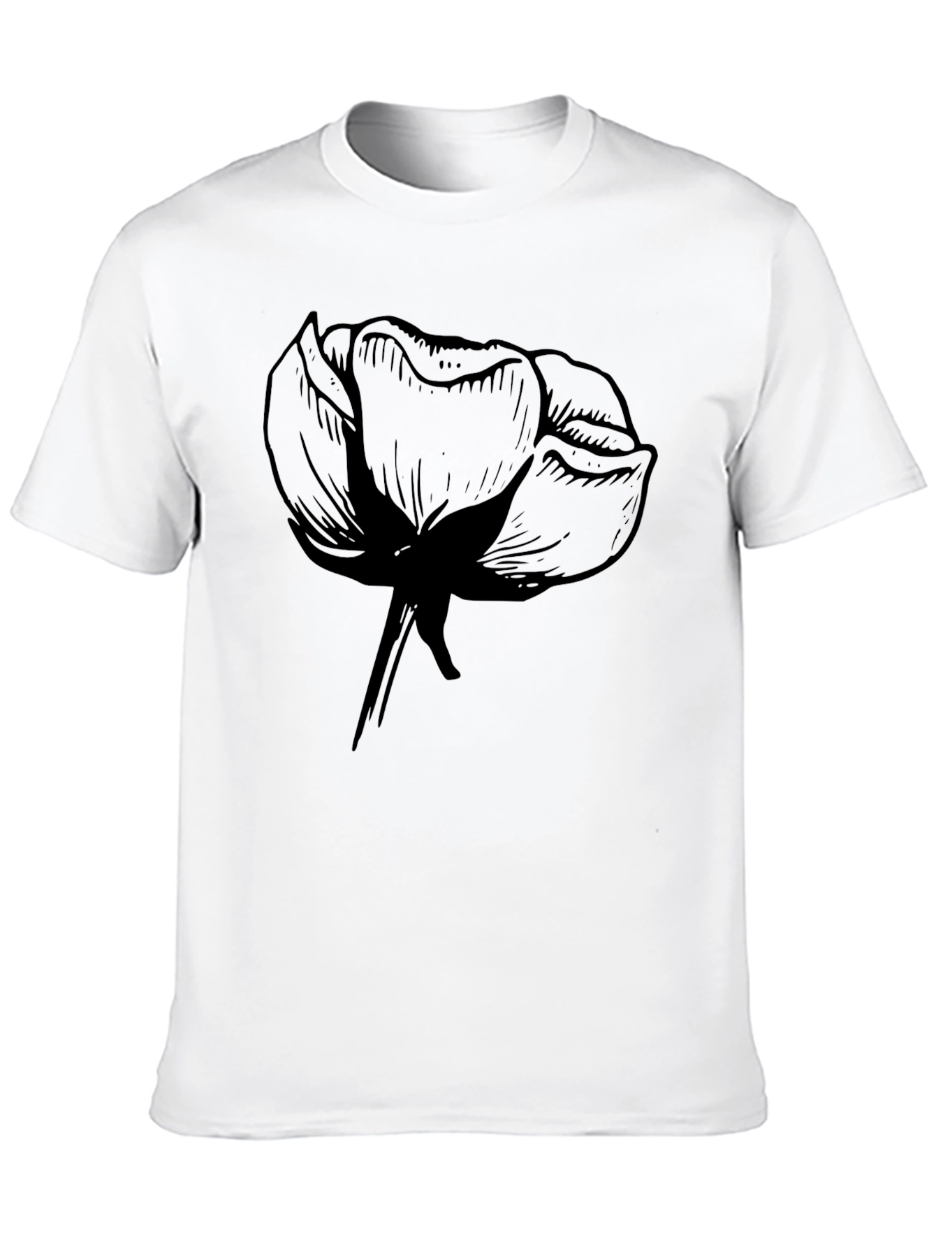 Mens Black Graphic Tee - Floral Design