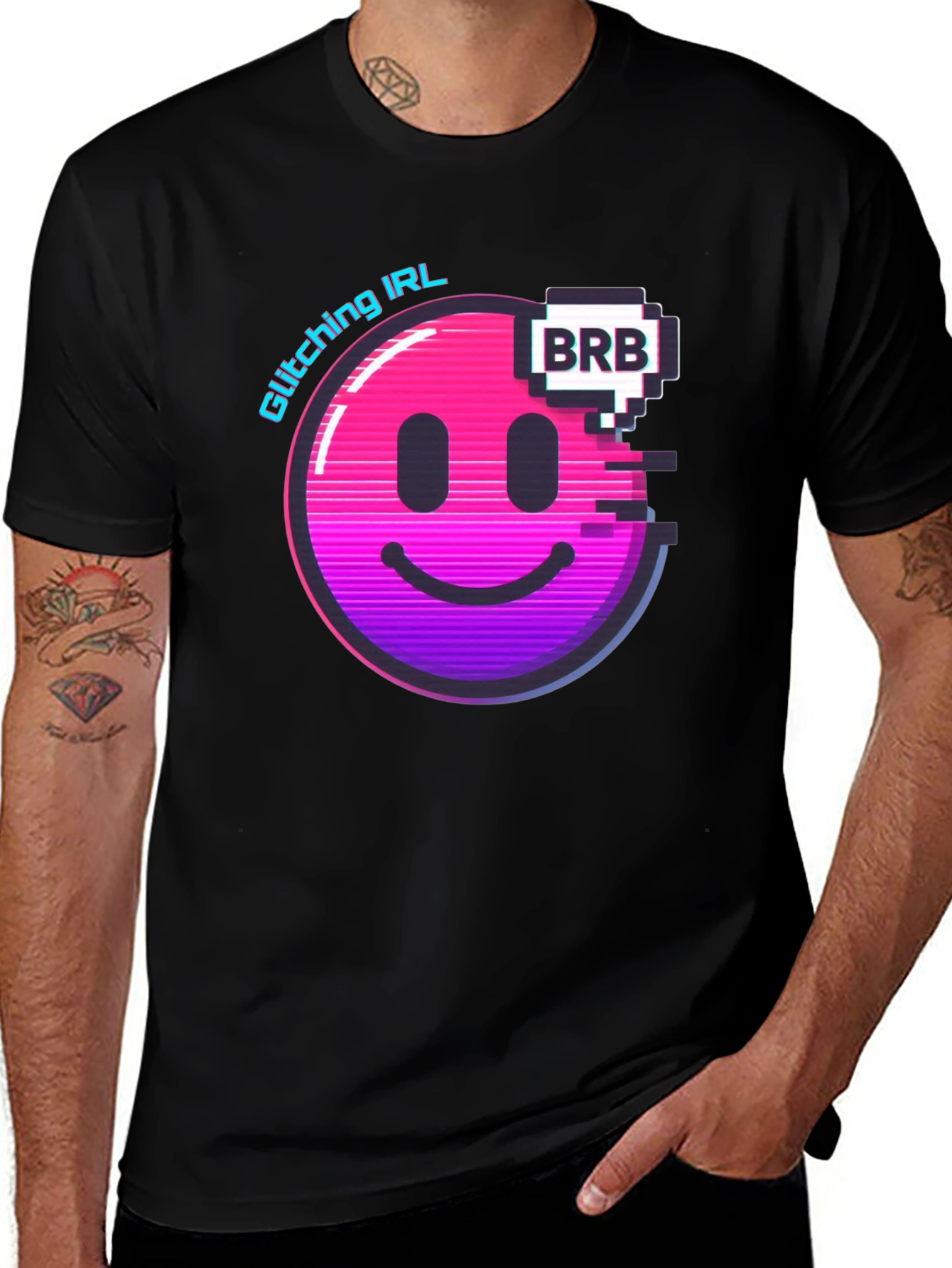 Glitching IRL BRB Graphic Tee - Black