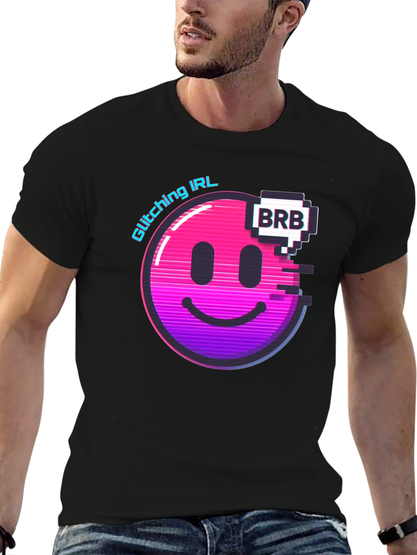 Glitching IRL BRB Graphic Tee - Black