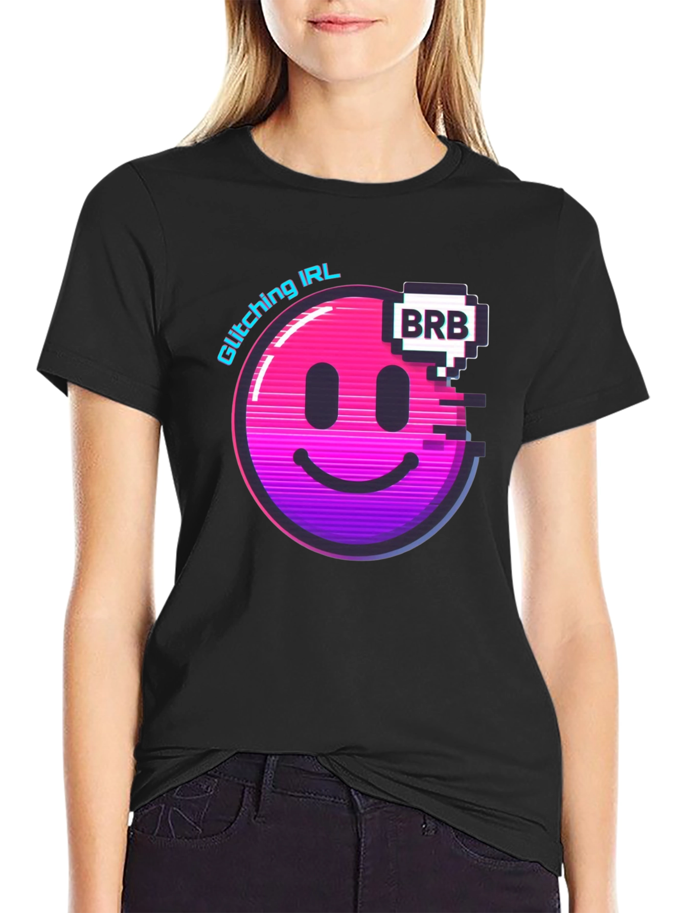 Glitching IRL BRB Graphic Tee - Black