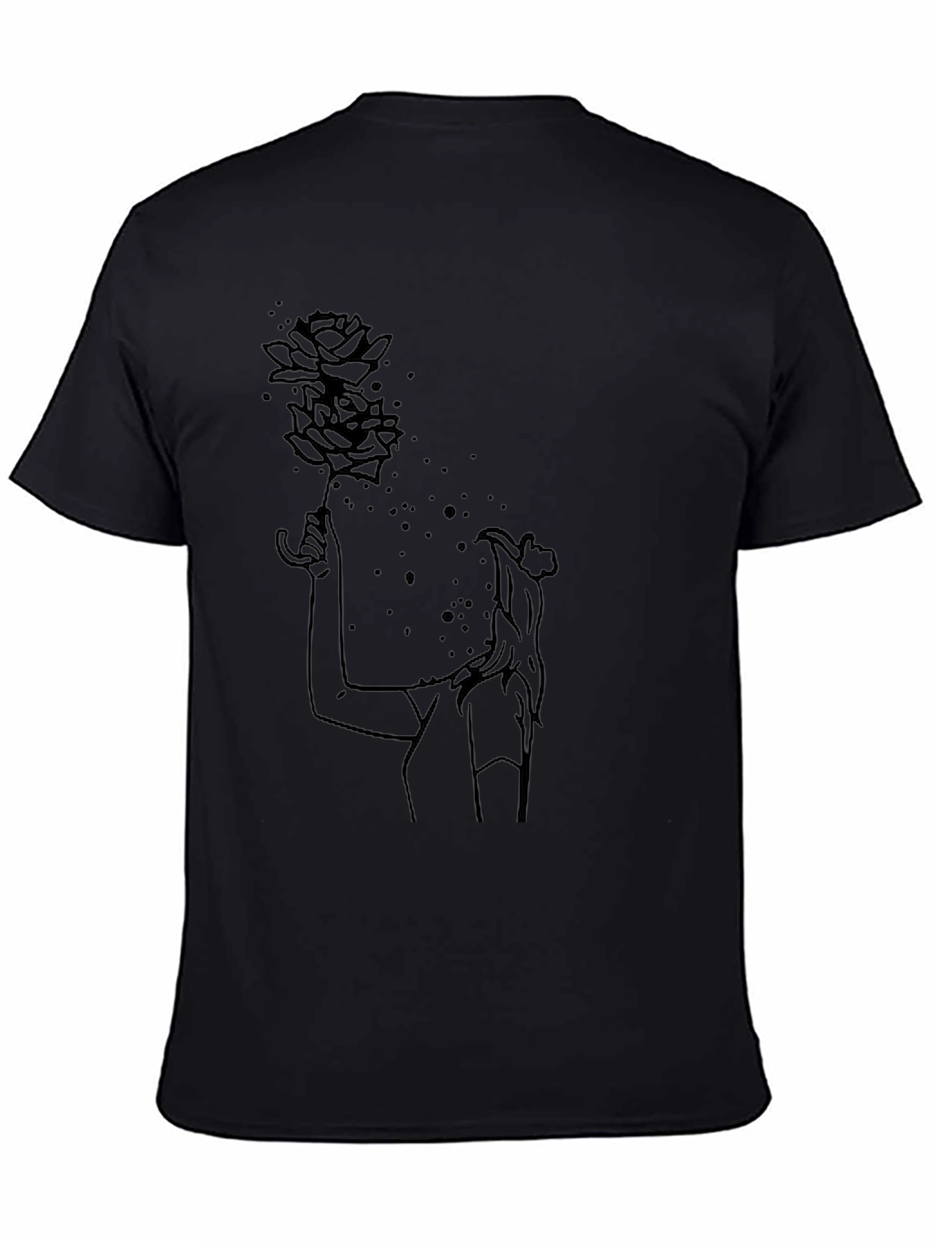 Black Graphic Tee - Rose Woman Design