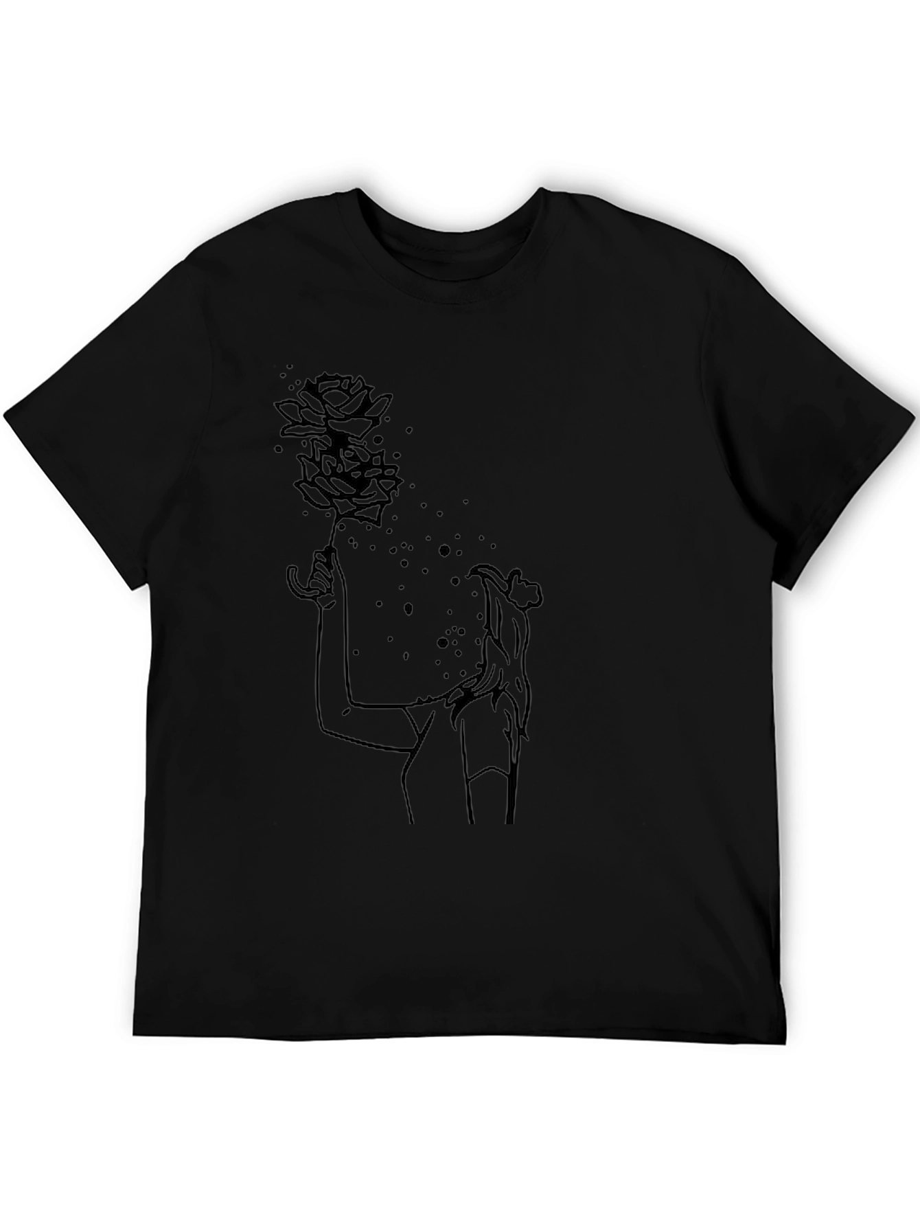 Black Graphic Tee - Rose Woman Design