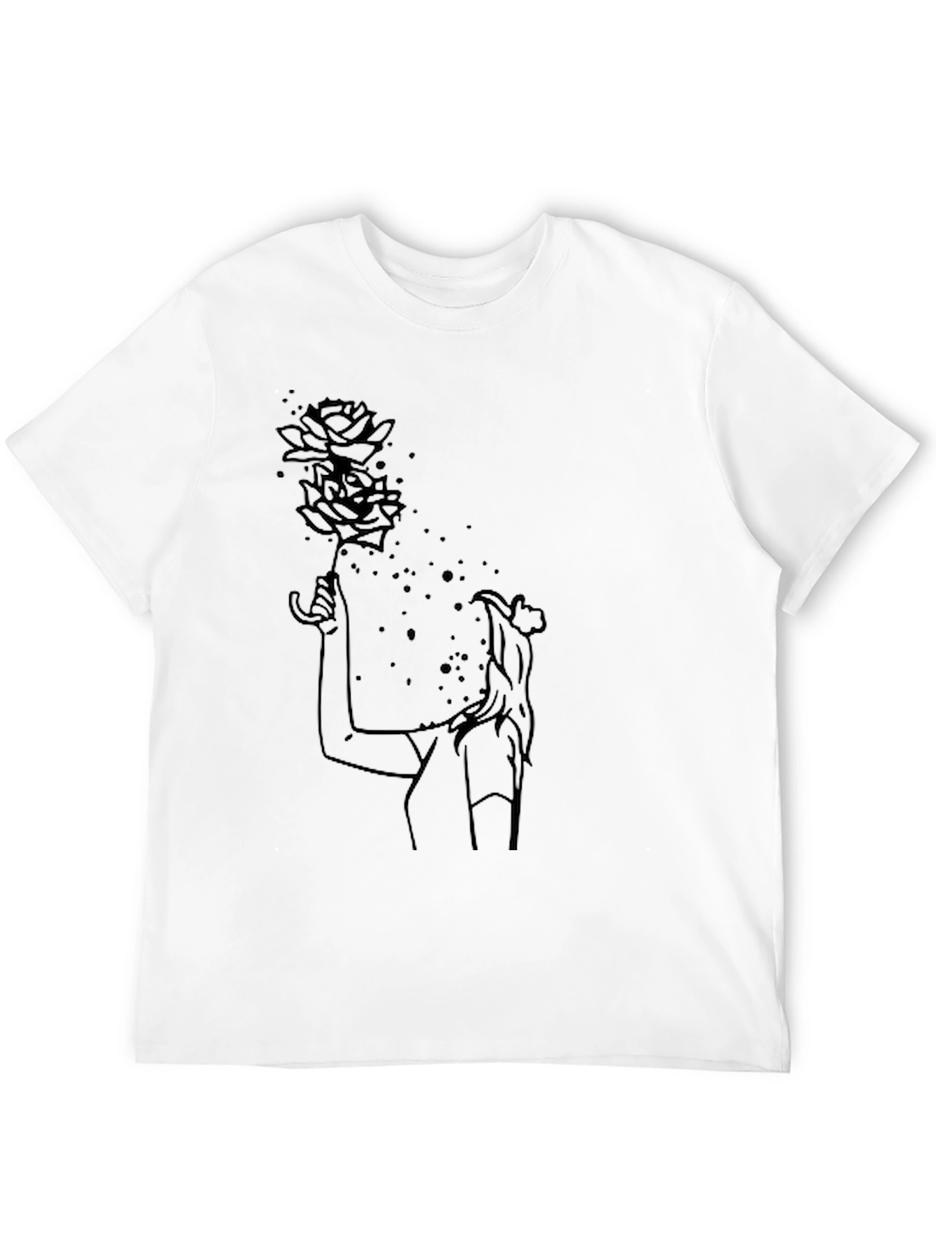 Black Graphic Tee - Rose Woman Design