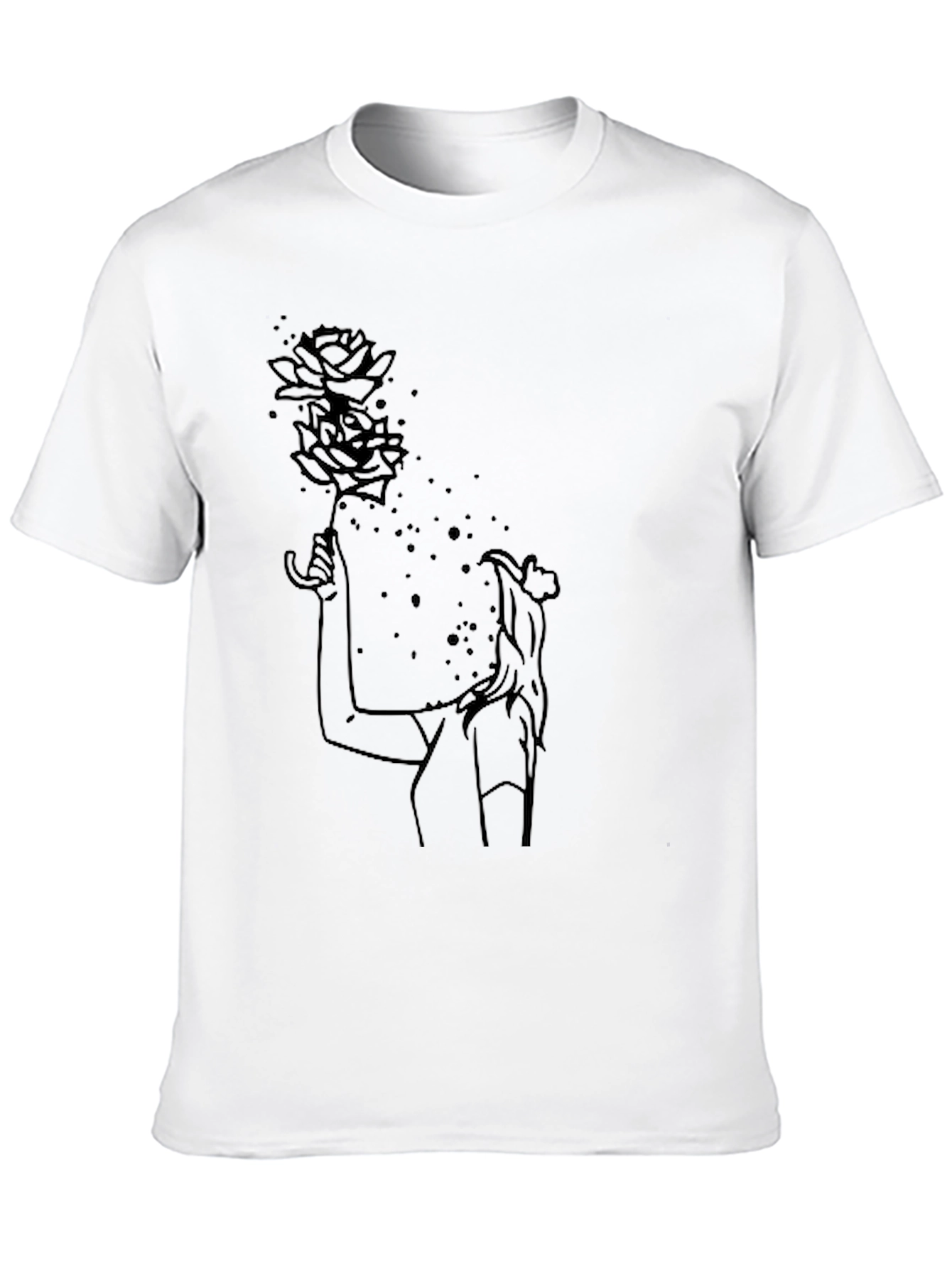 Black Graphic Tee - Rose Woman Design