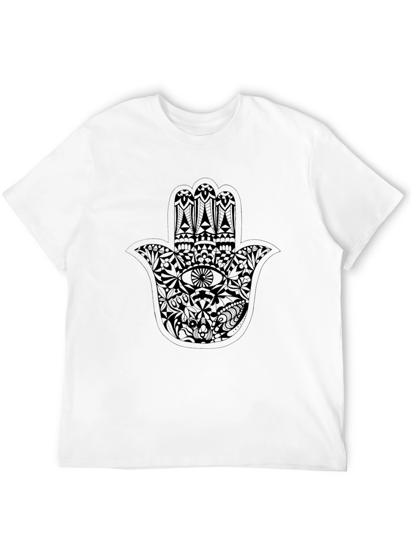 Mens Black T-Shirt with Hamsa Hand Graphic