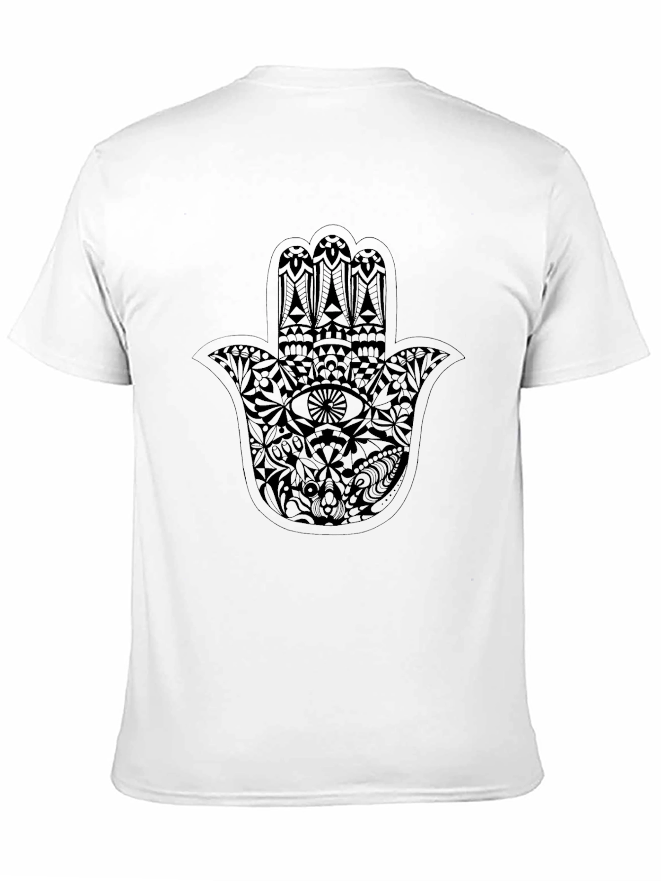 Mens Black T-Shirt with Hamsa Hand Graphic