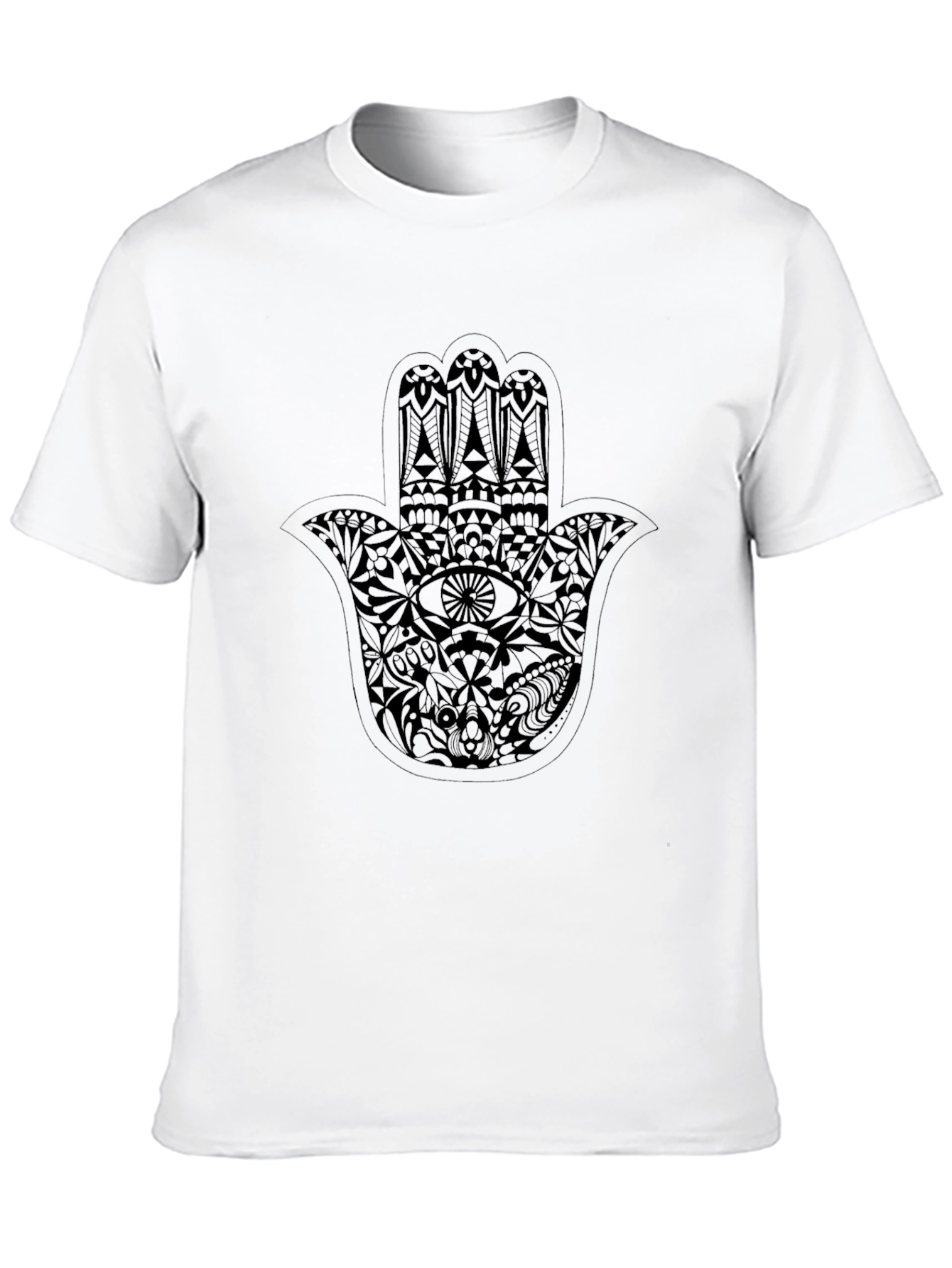 Mens Black T-Shirt with Hamsa Hand Graphic