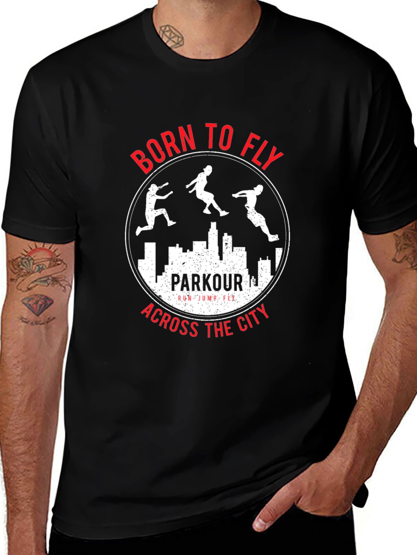 Born to Fly Parkour City Black T-Shirt