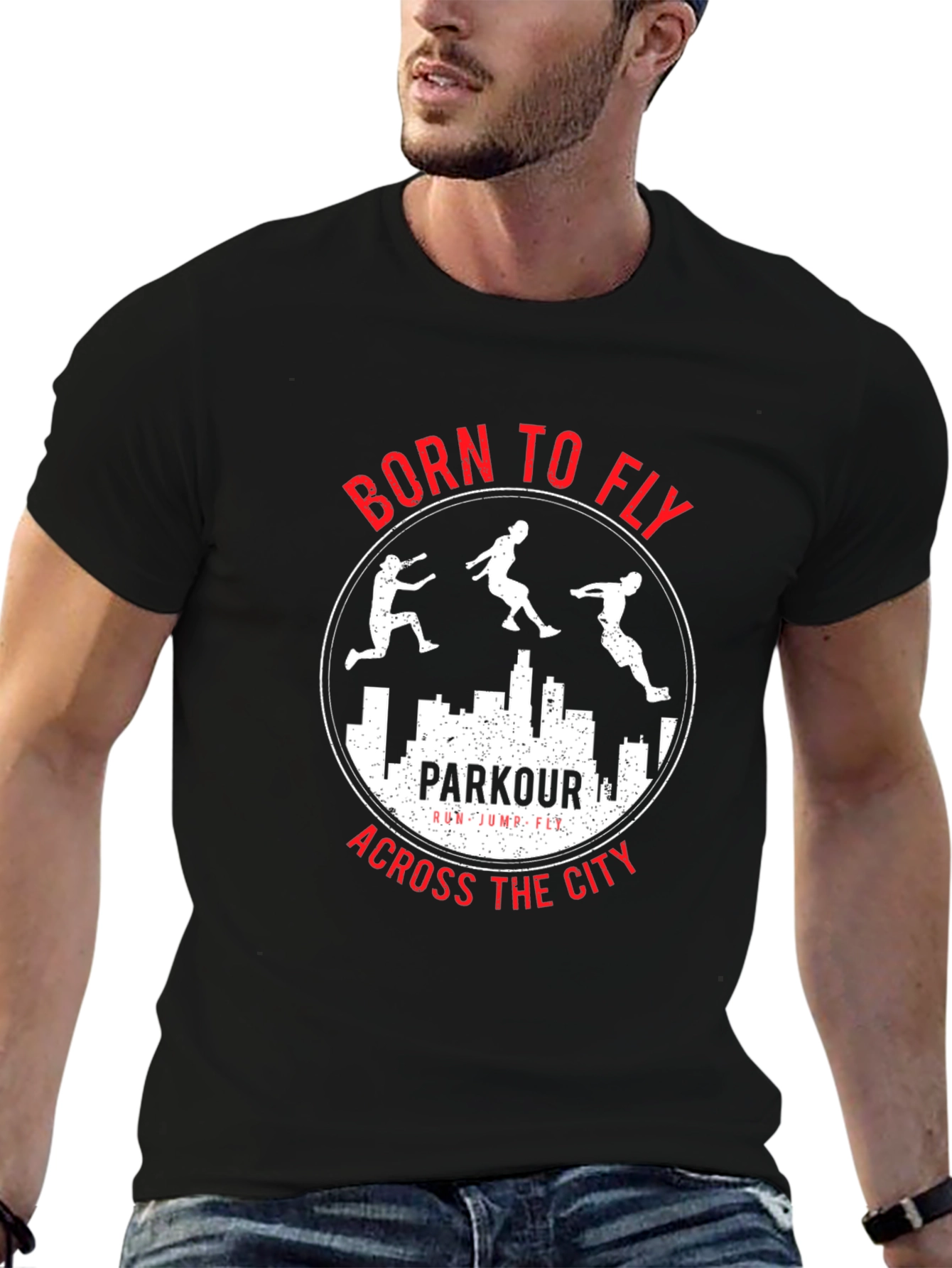 Born to Fly Parkour City Black T-Shirt