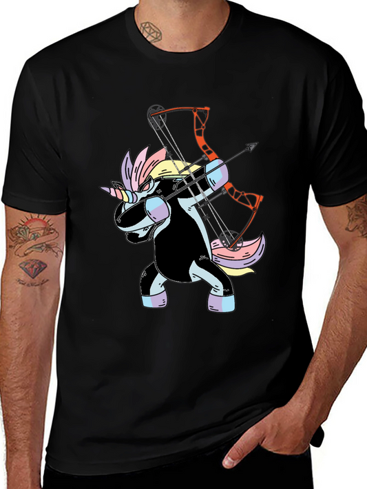 Unicorn Archer Graphic Tee - Black Cotton T-Shirt
