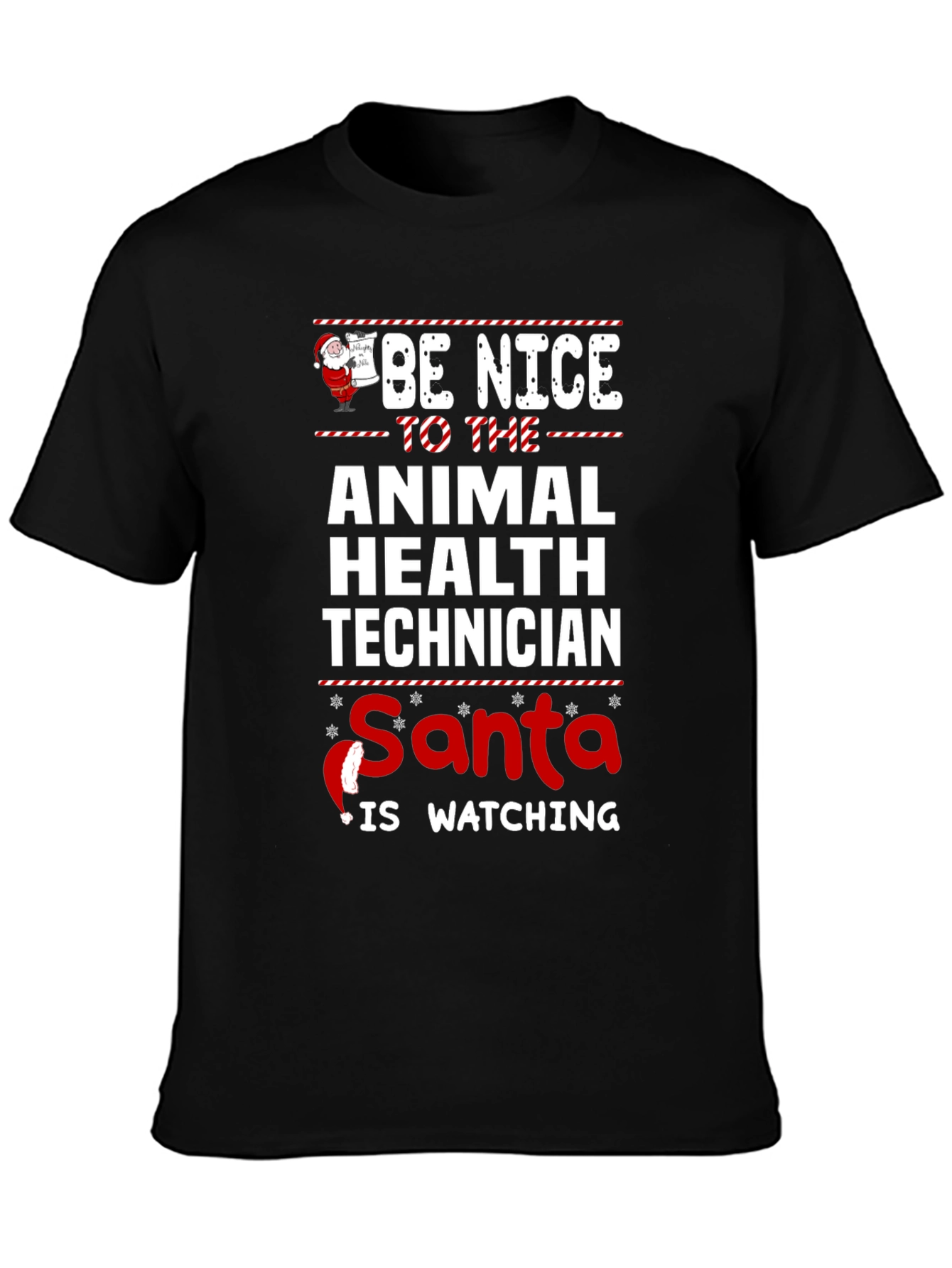 Animal Health Technician Santa Watching T-Shirt