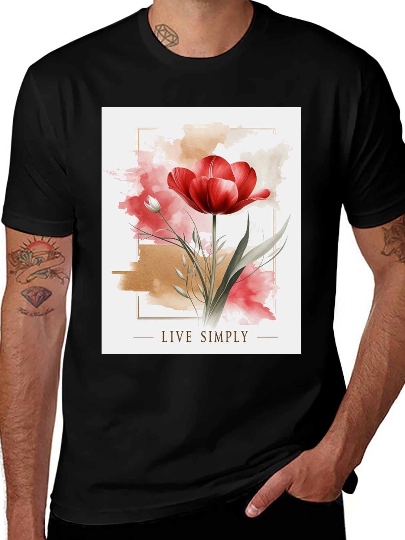 Live Simply Tulip Graphic T-Shirt
