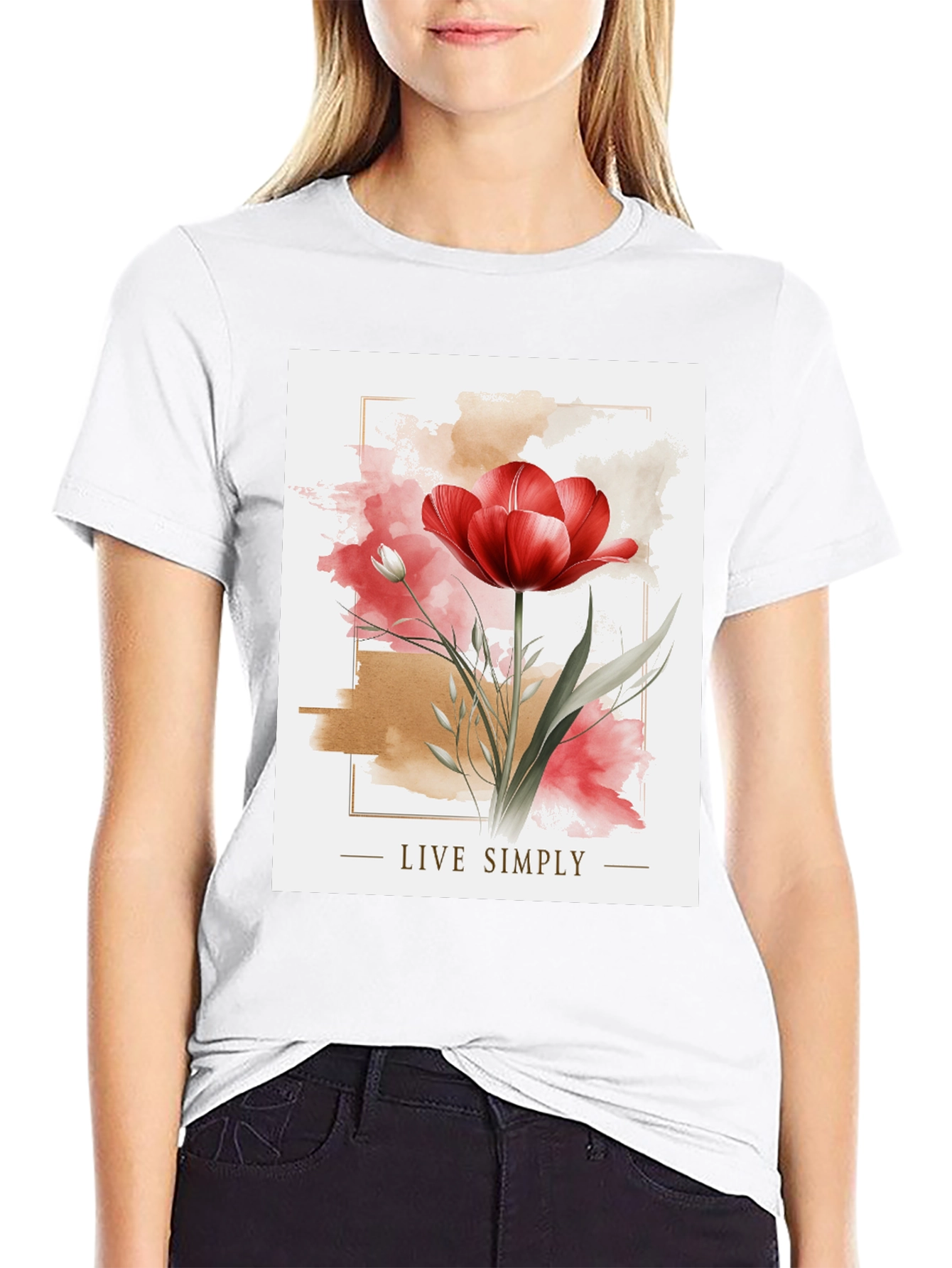 Live Simply Tulip Graphic T-Shirt