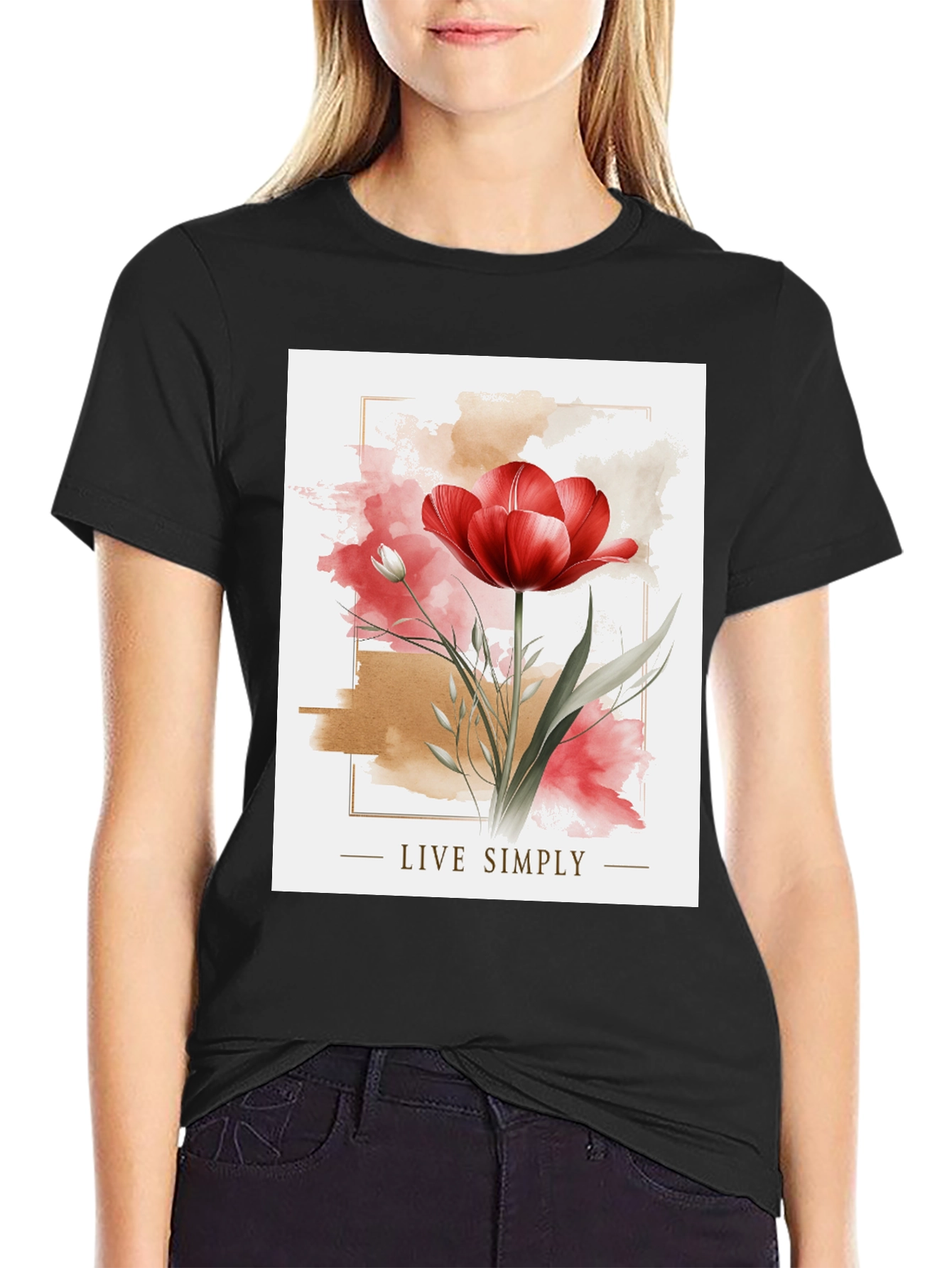 Live Simply Tulip Graphic T-Shirt