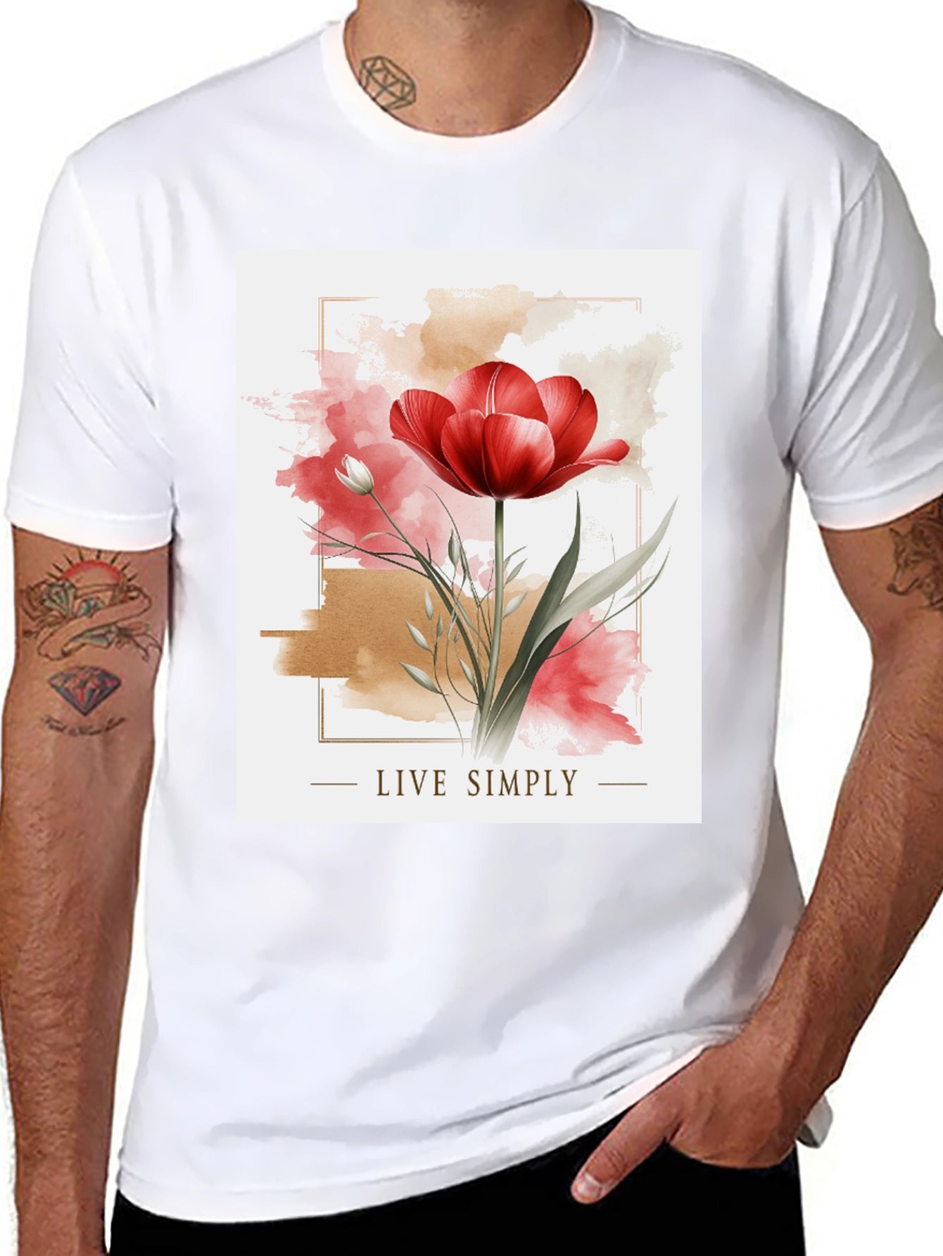 Live Simply Tulip Graphic T-Shirt
