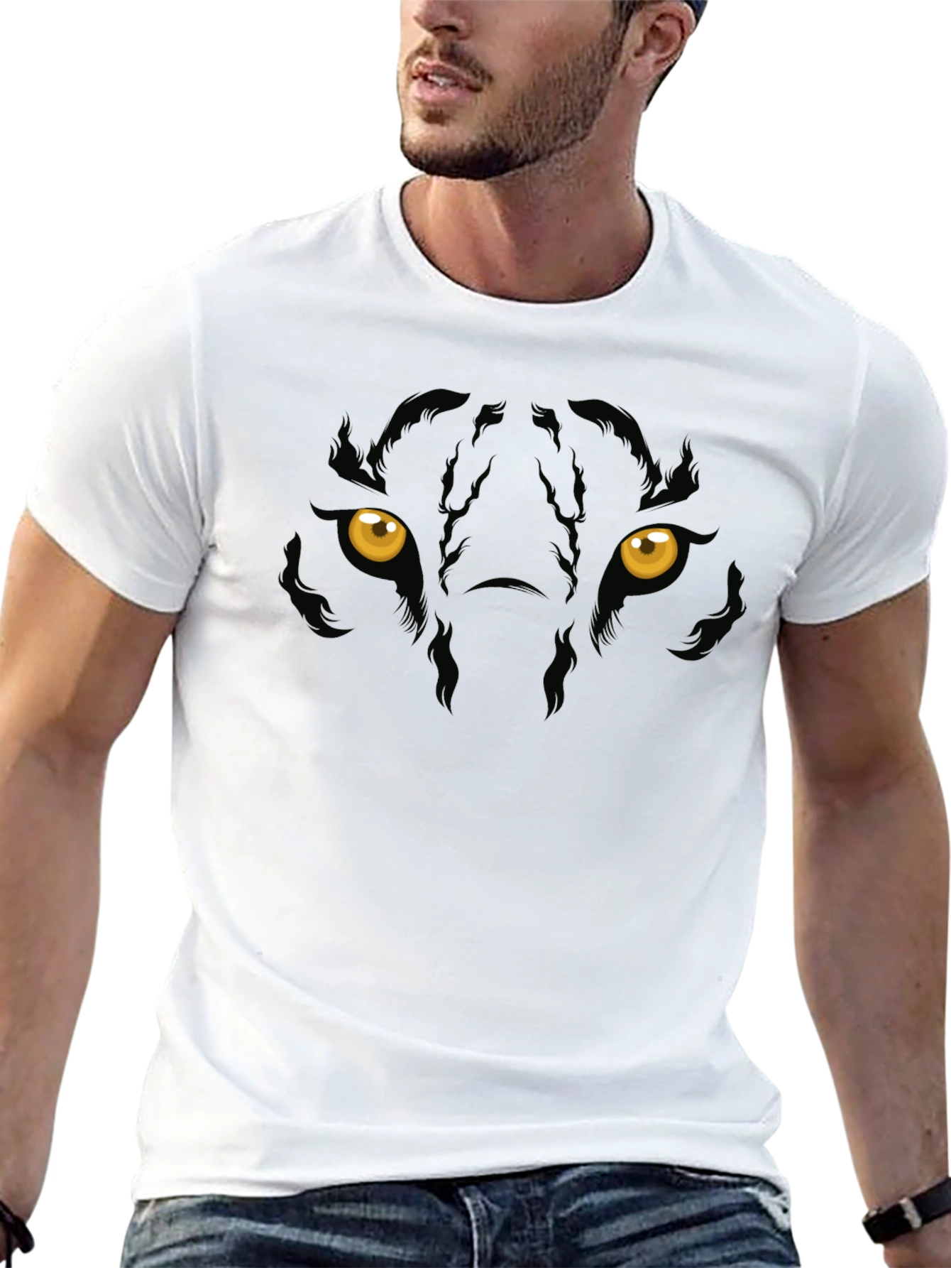 Black Panther Eyes Graphic Print Mens T-Shirt
