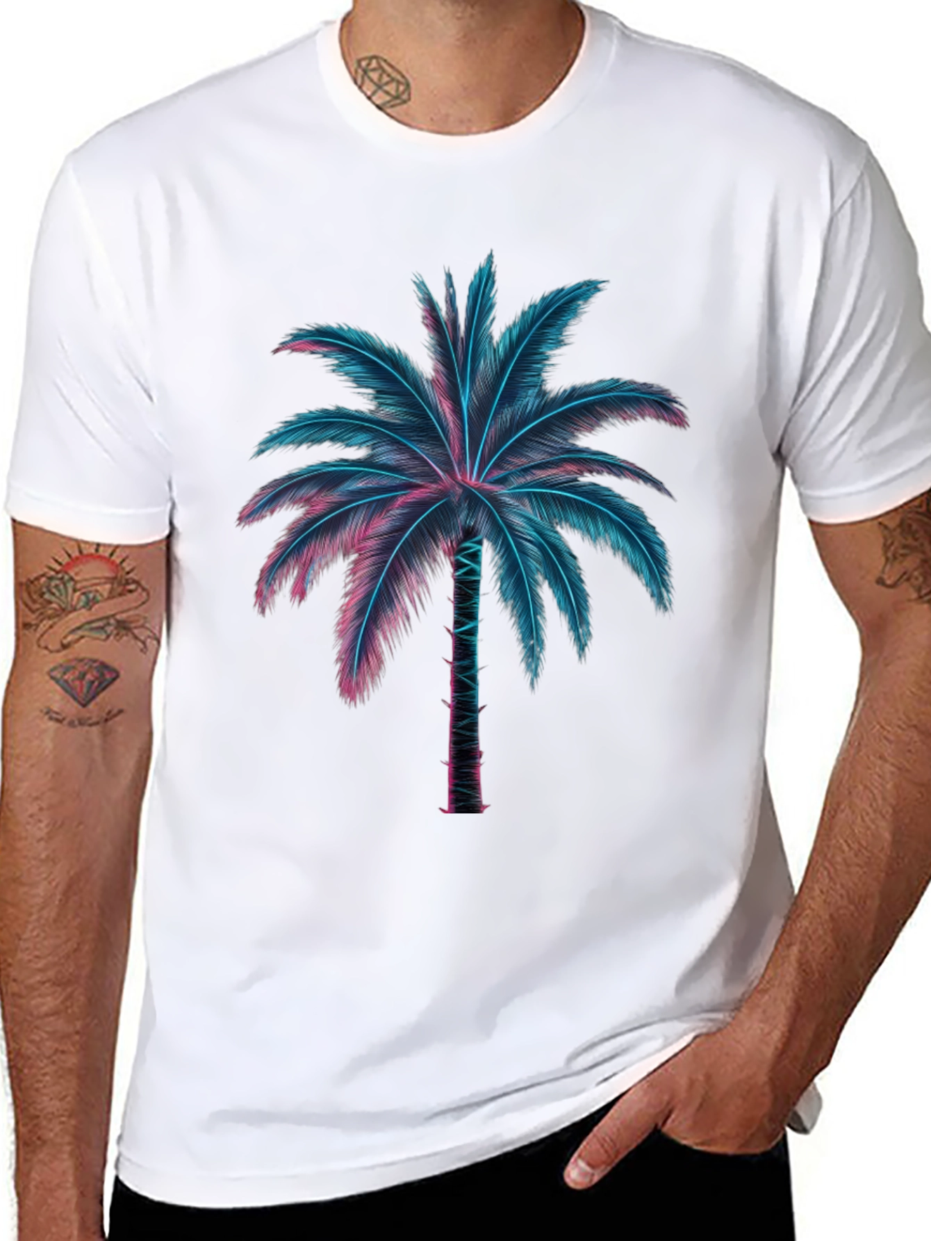 Neon Palm Tree Graphic Tee
