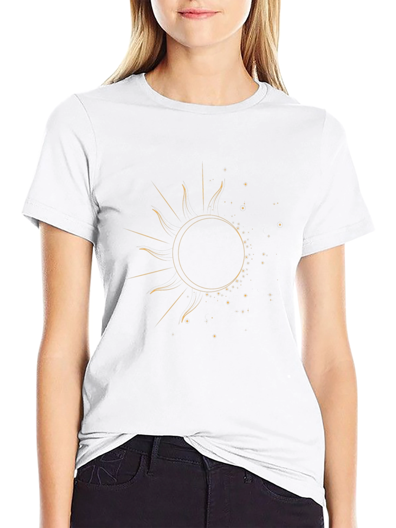 Celestial Sun Graphic Tee - Stylish Black T-Shirt