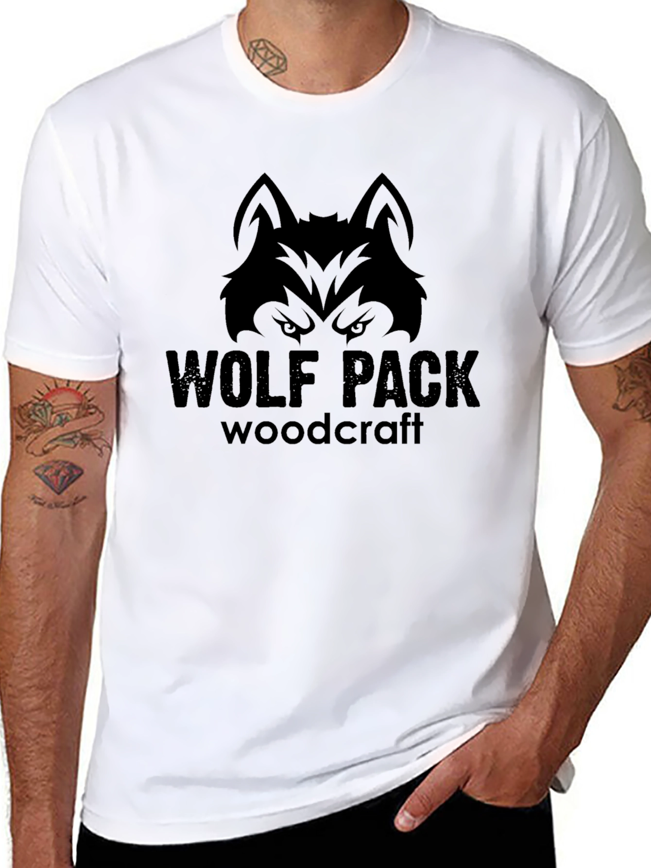 Wolf Pack Woodcraft Graphic T-Shirt - Black