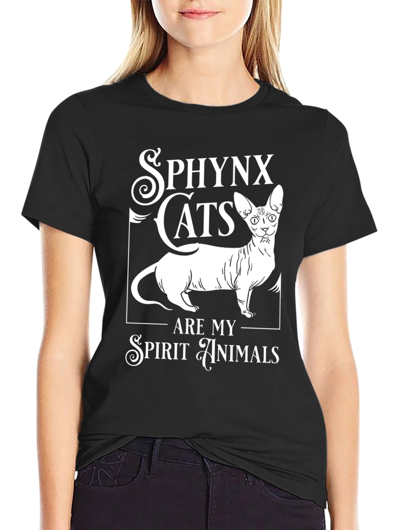 Sphynx Cat Spirit Animal T-Shirt - Unisex Black Tee