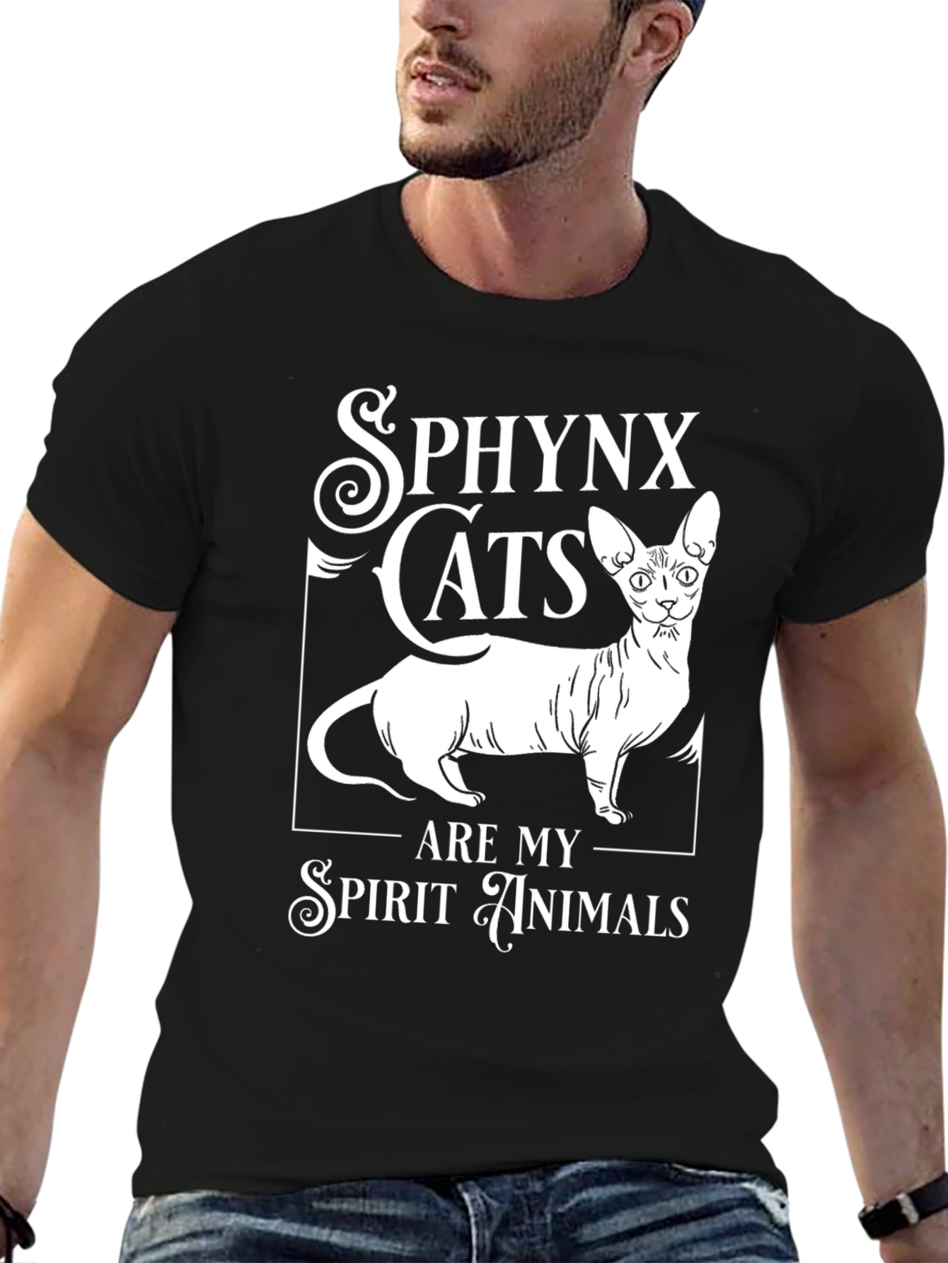 Sphynx Cat Spirit Animal T-Shirt - Unisex Black Tee