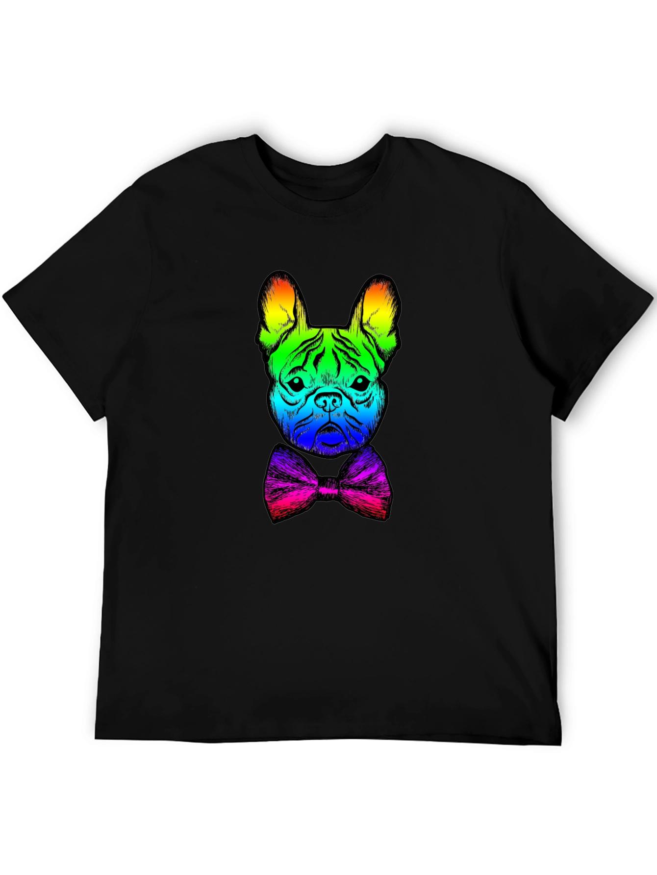 Rainbow Bulldog Bowtie Graphic Tee