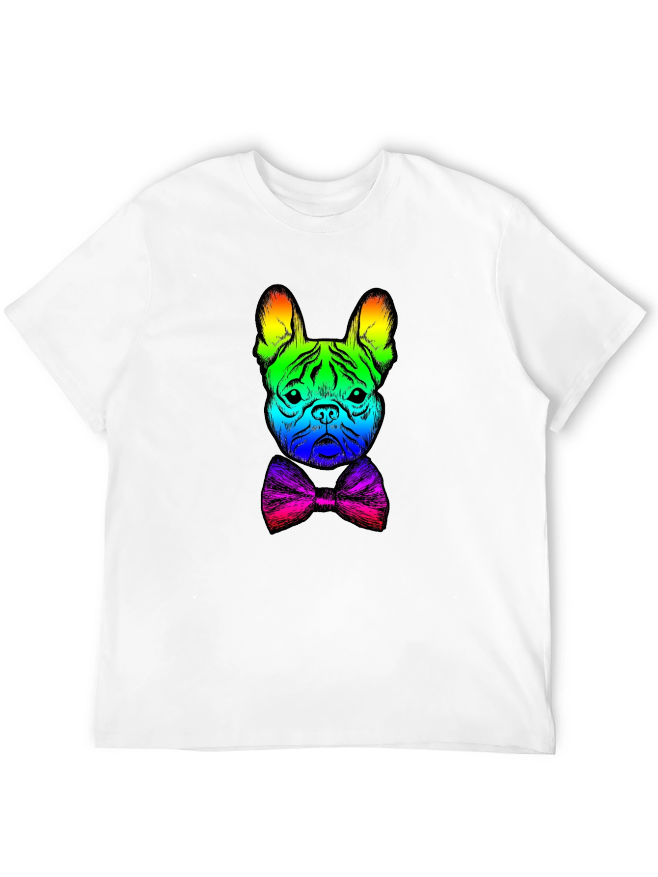 Rainbow Bulldog Bowtie Graphic Tee