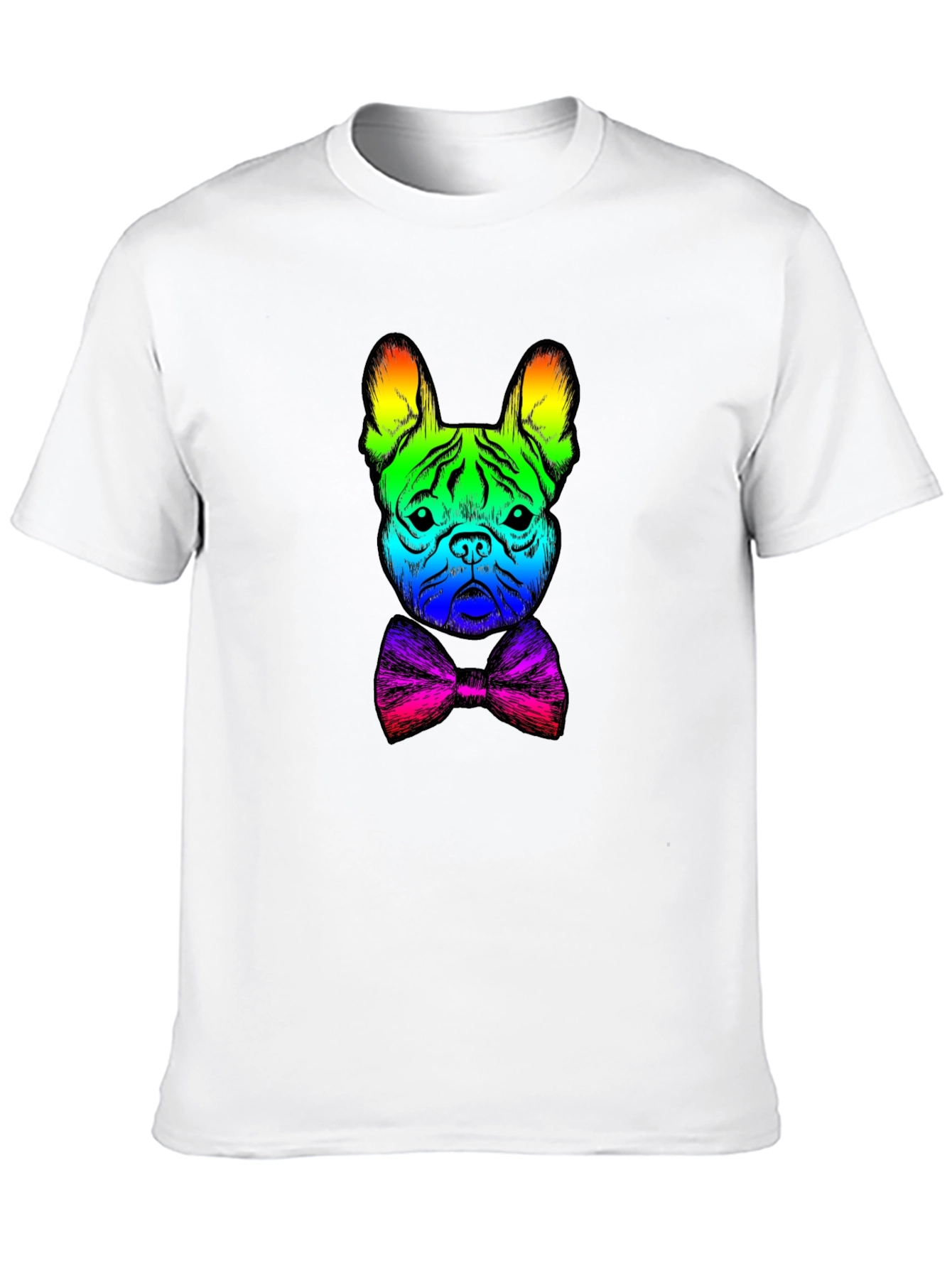 Rainbow Bulldog Bowtie Graphic Tee