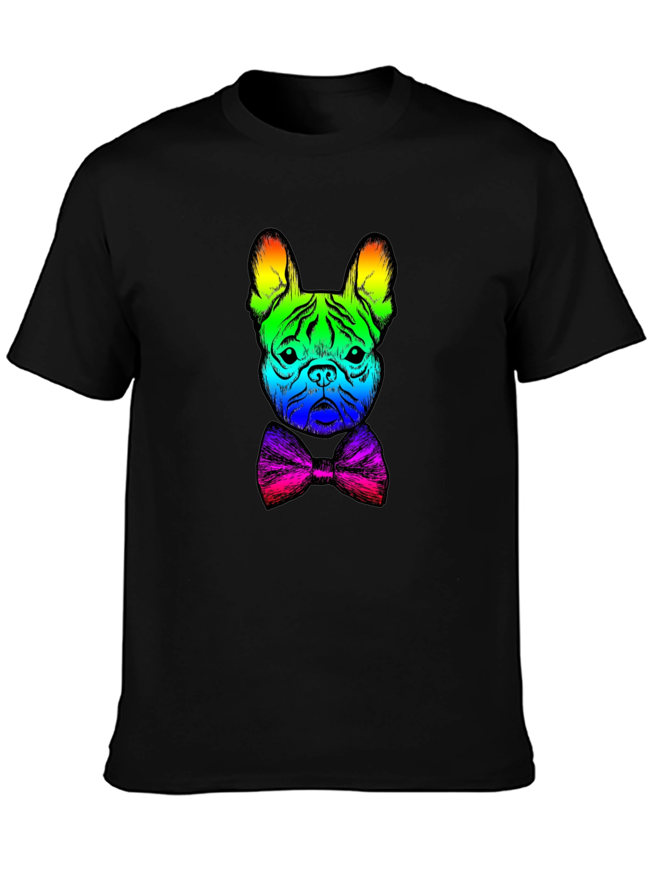 Rainbow Bulldog Bowtie Graphic Tee