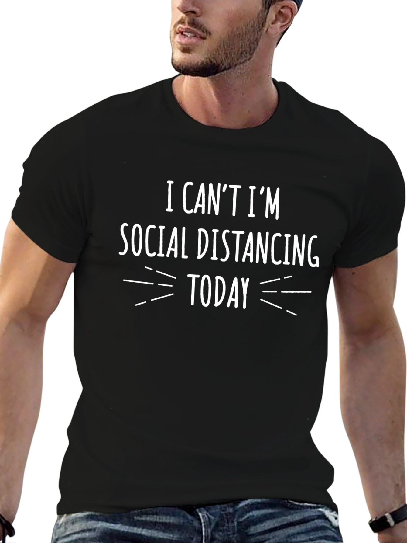 Social Distancing Today Black T-Shirt