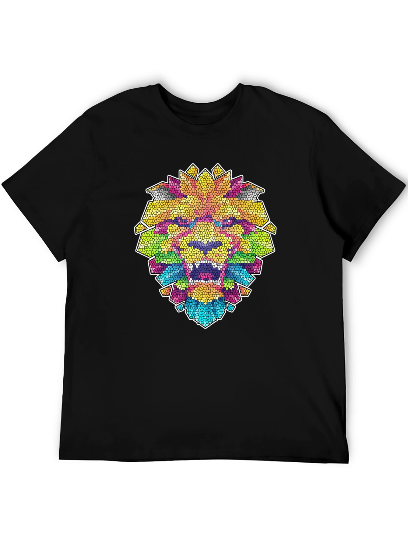 Mosaic Lion Graphic Tee - Mens Black T-Shirt