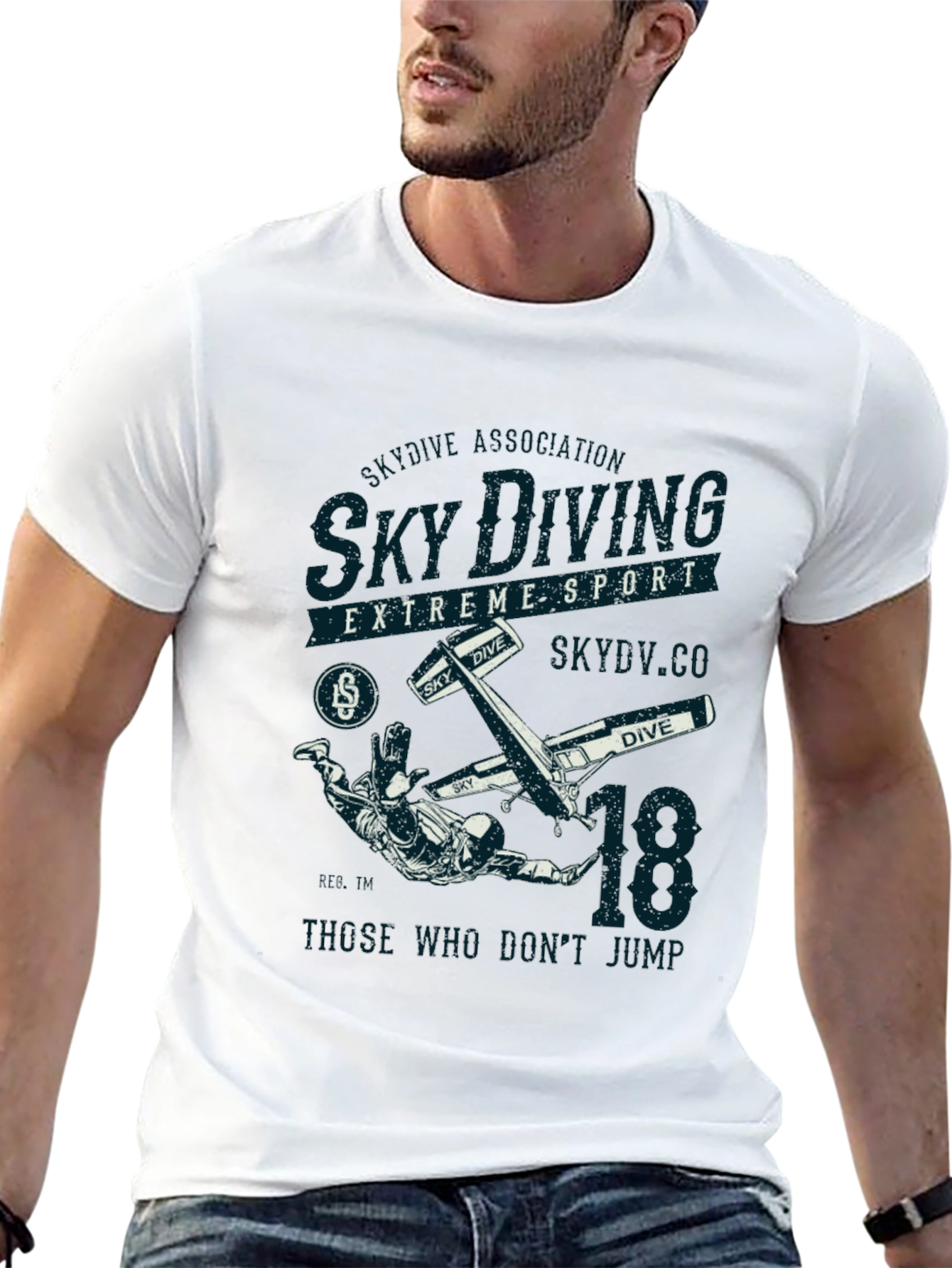 Sky Diving Extreme Sport Black Graphic T-Shirt