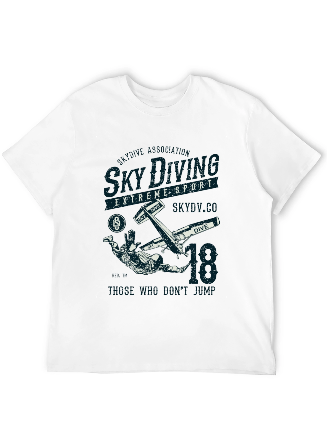 Sky Diving Extreme Sport Black Graphic T-Shirt